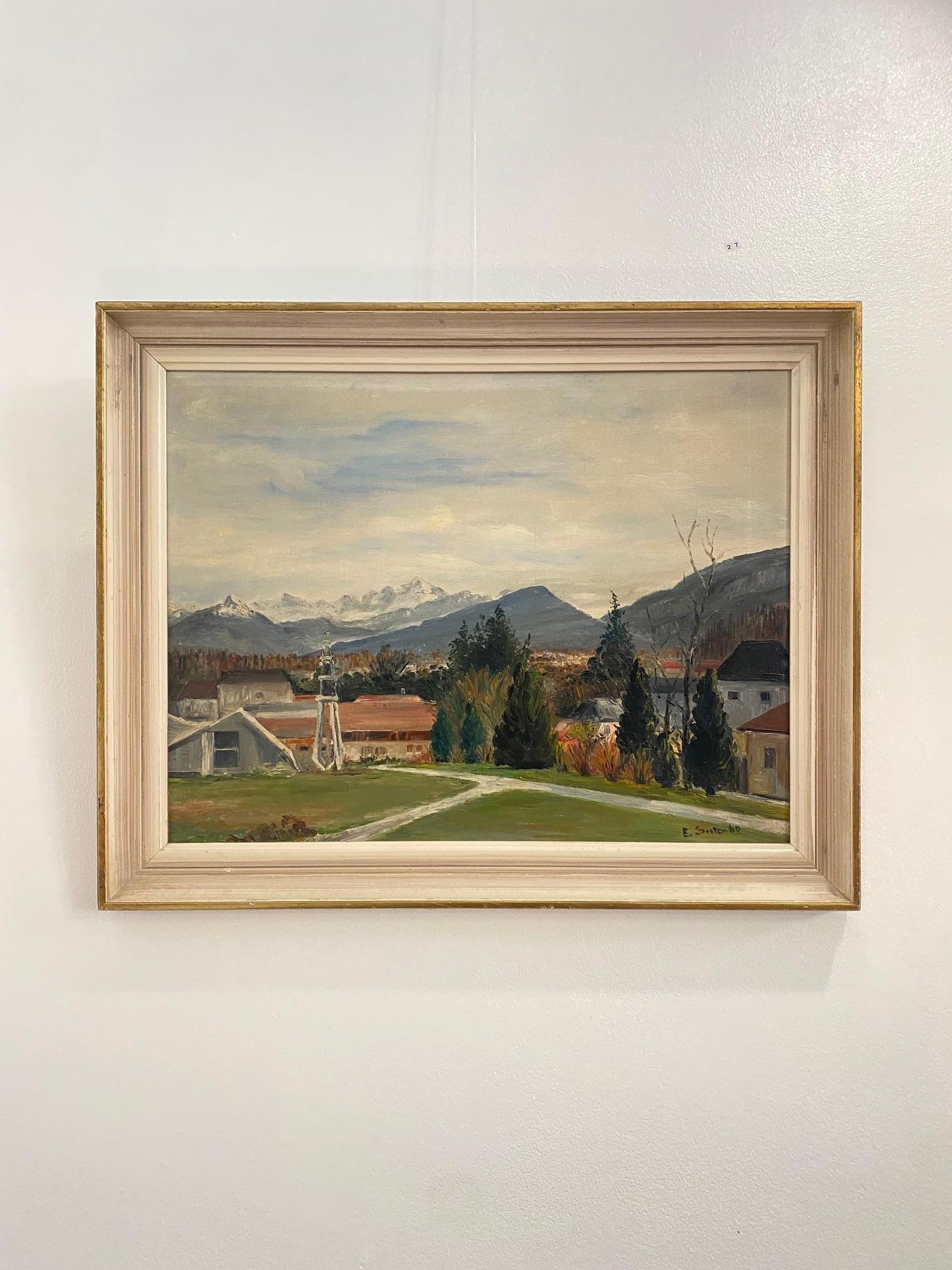 Berge von Ernst Suter - Öl auf Leinwand 42x55 cm im Angebot 1