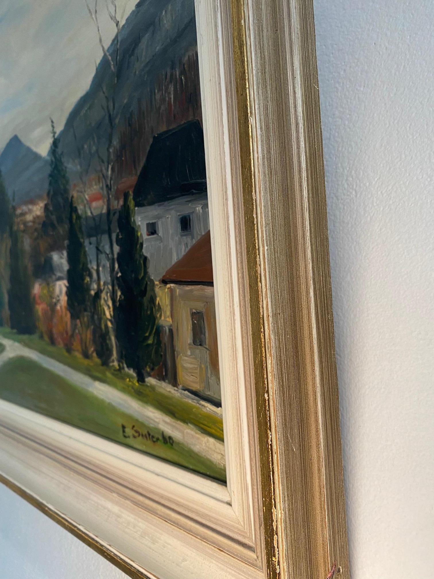 Berge von Ernst Suter - Öl auf Leinwand 42x55 cm im Angebot 5
