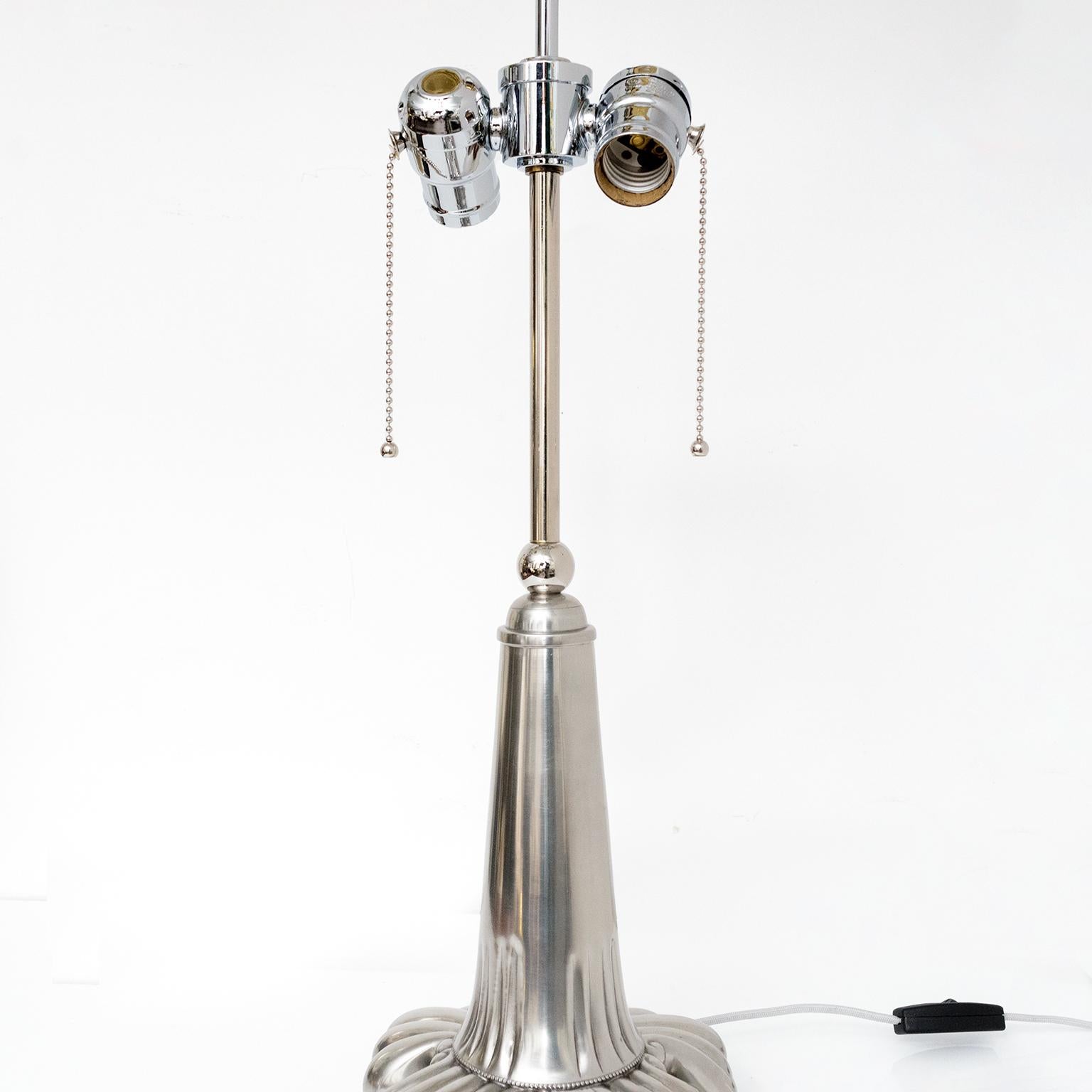 Chrome Ernst Svedbom, Svenskt Tenn, Pewter Table Lamp, Swedish Grace 1937