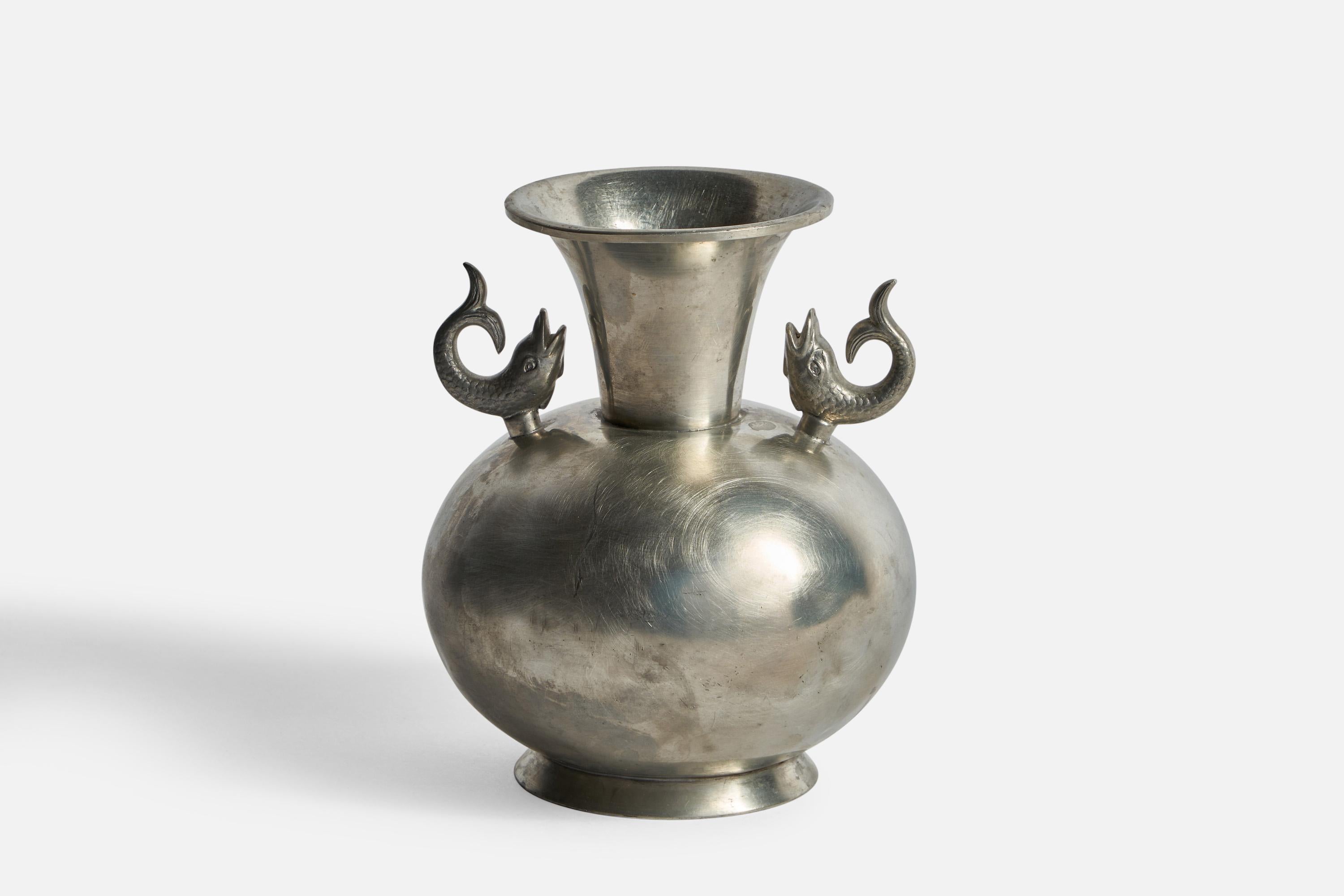 Vaso in peltro disegnato e prodotto da Ernst Svedbom, Svezia, anni '30.