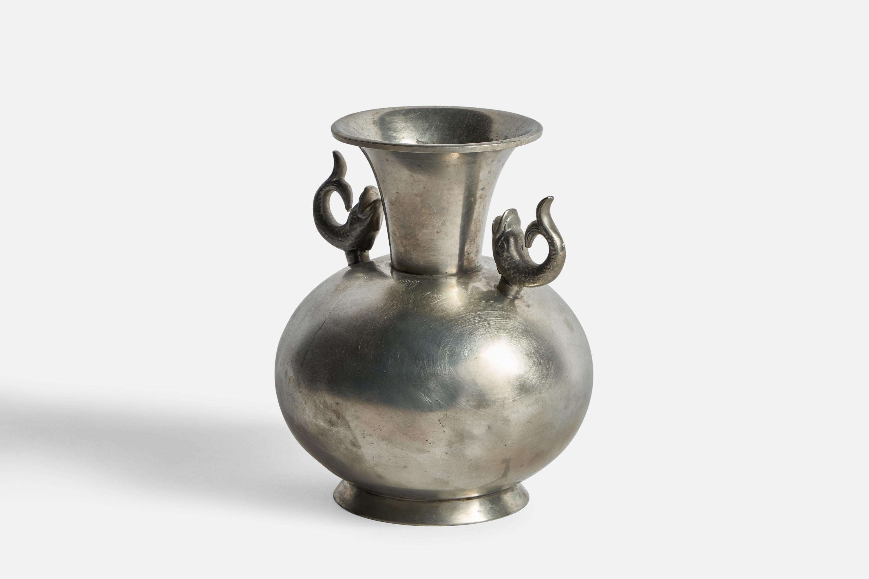 Scandinavo moderno Ernst Svedbom, Vaso, peltro, Svezia, anni '30 in vendita