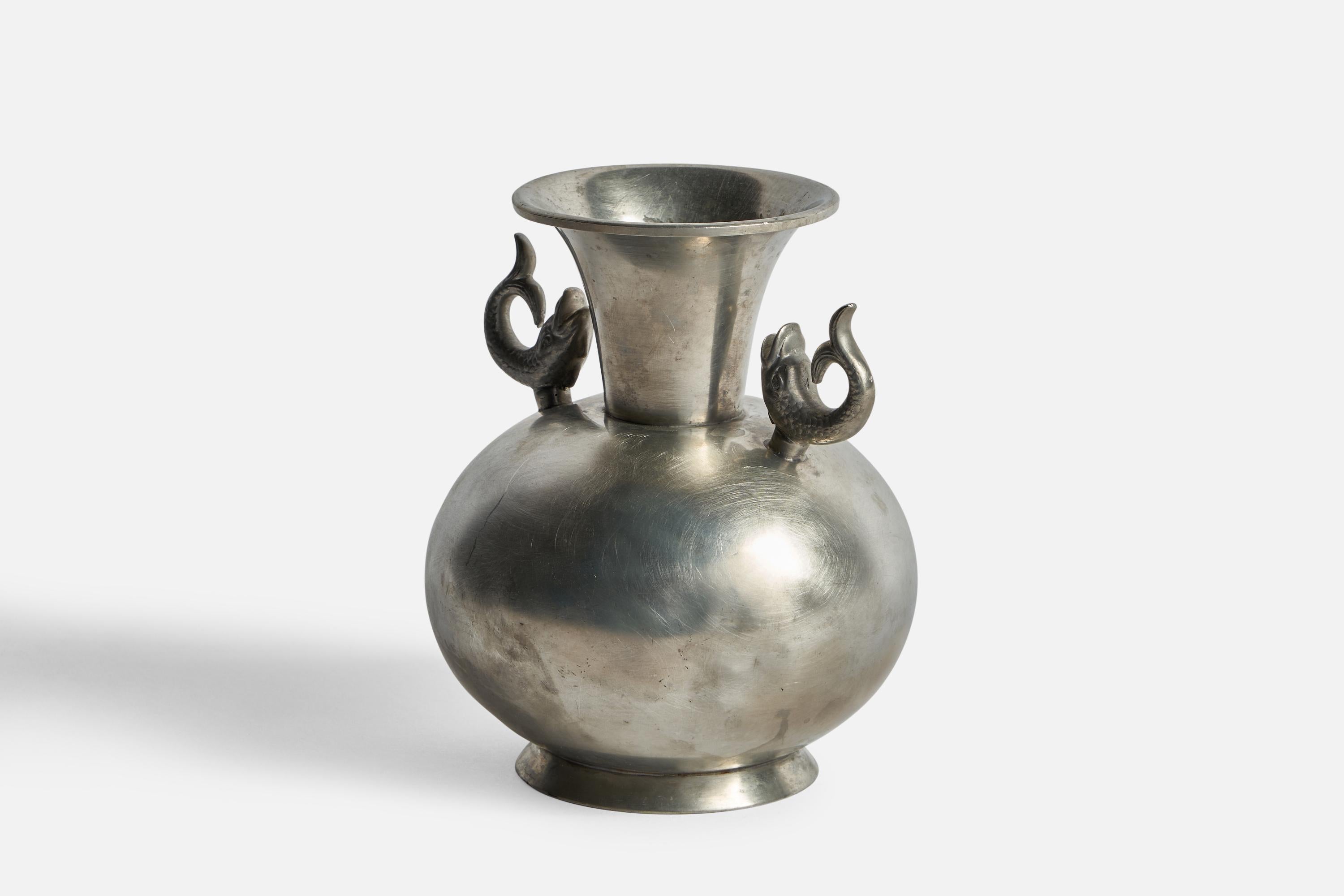 Scandinavian Modern Ernst Svedbom, Vase, Pewter, Sweden, 1930s For Sale