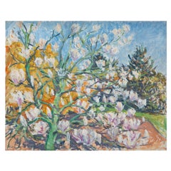 Ernst Syberg 'Magnolia Tree in Afternoon Light' Oil Painting
