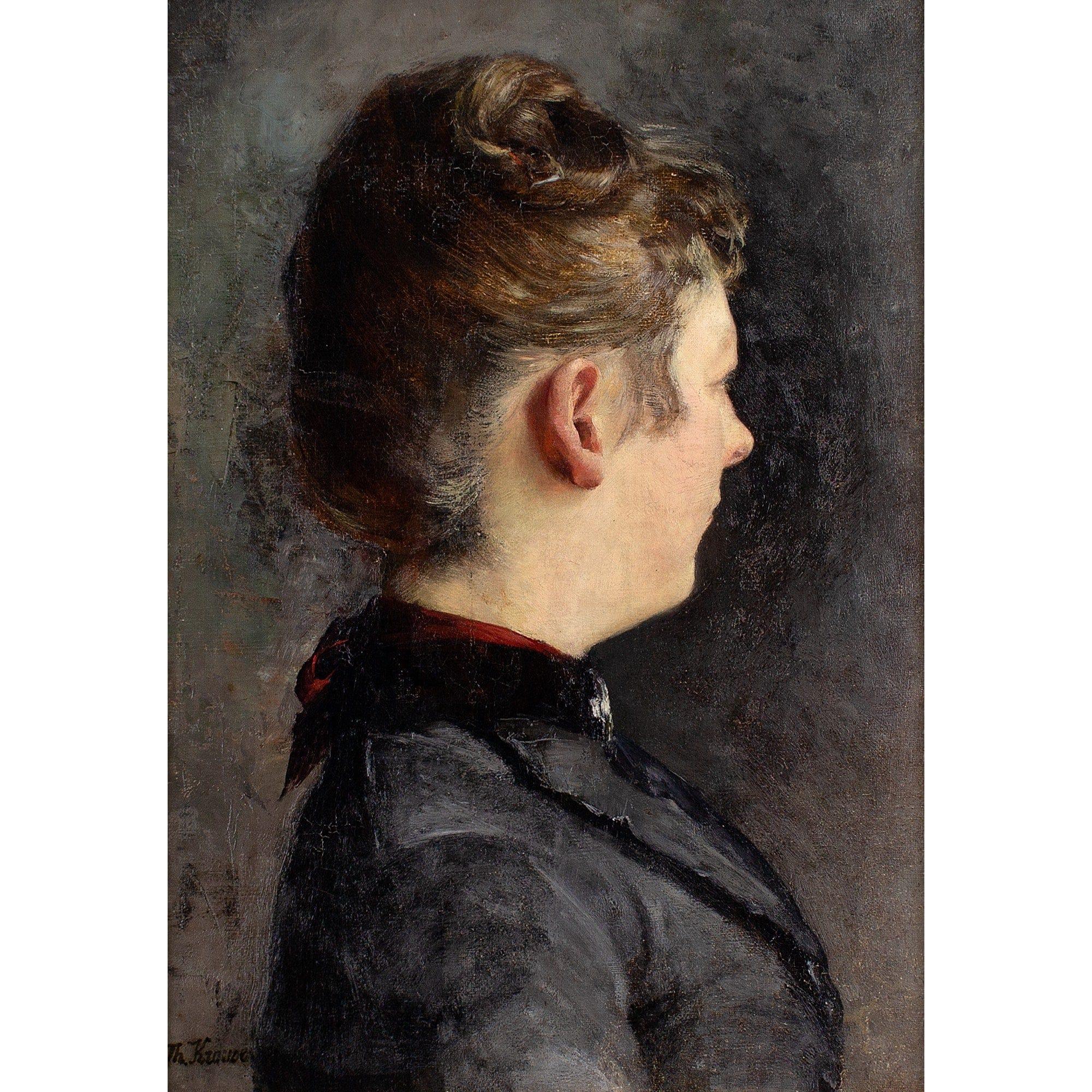 Ernst Theodor Krause, Ritratto di donna, pittura a olio antica 1