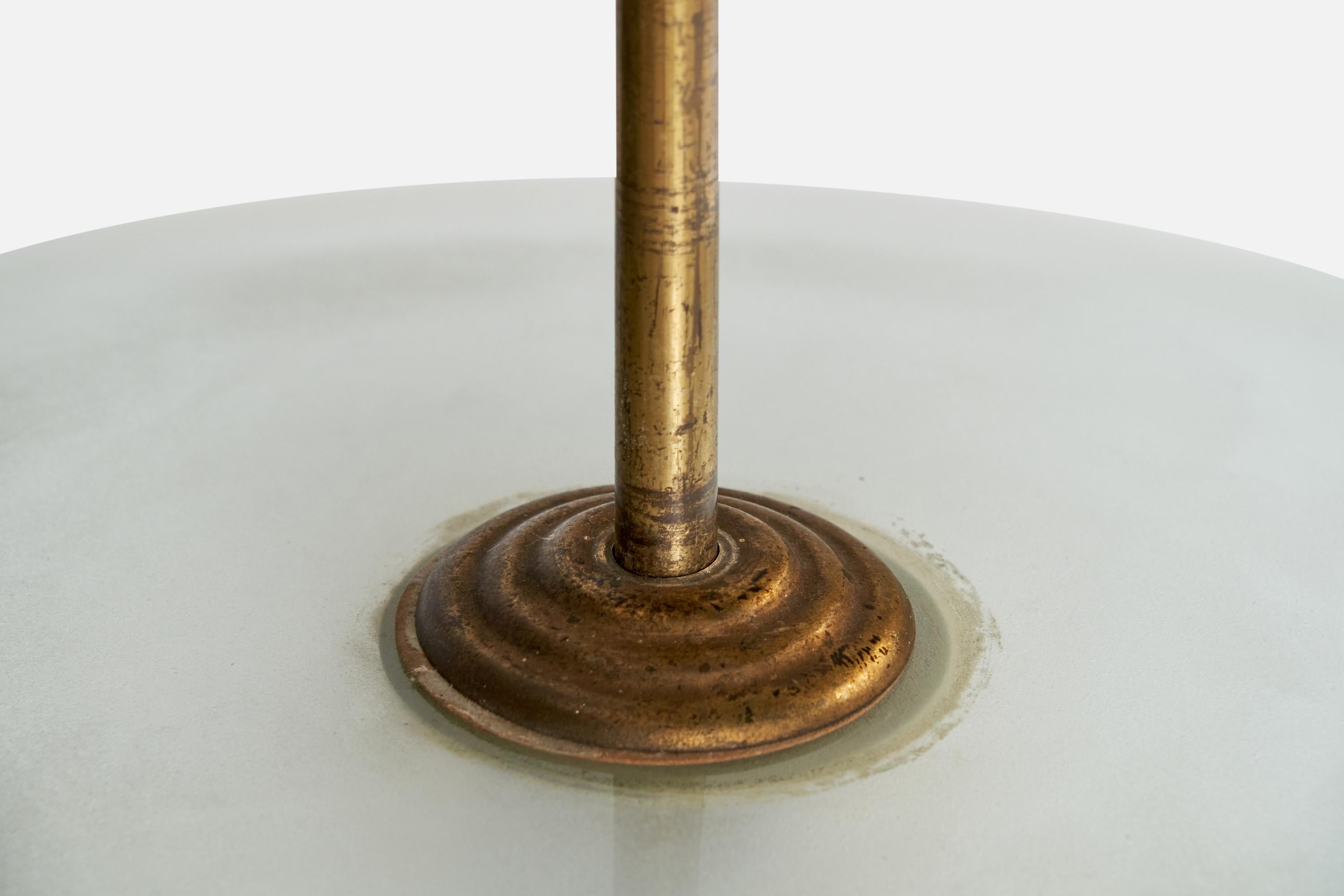 Ernst Voss, Chandelier, Brass, Glass, Denmark, 1940s 1