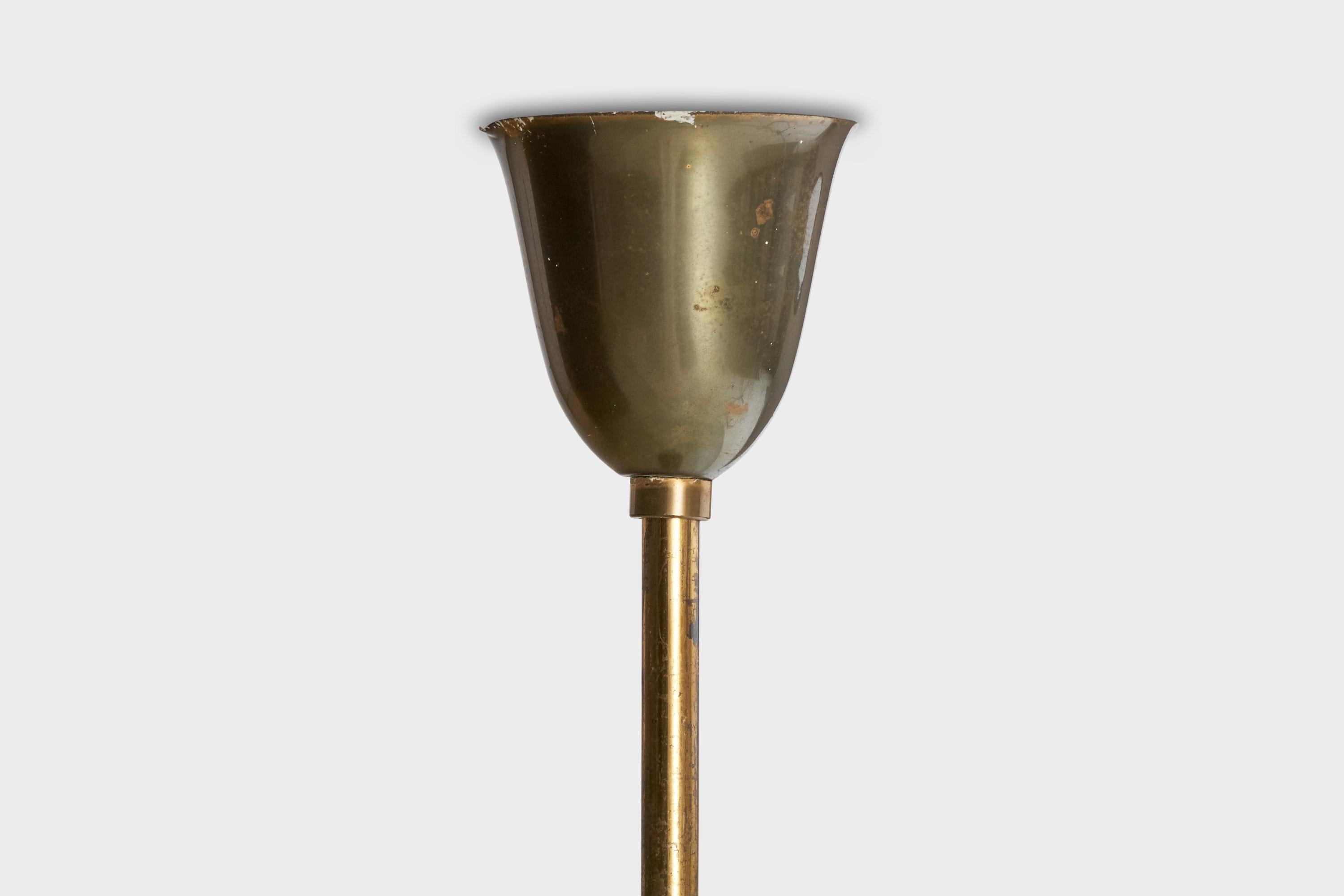 Ernst Voss, Chandelier, Brass, Glass, Denmark, 1940s 2