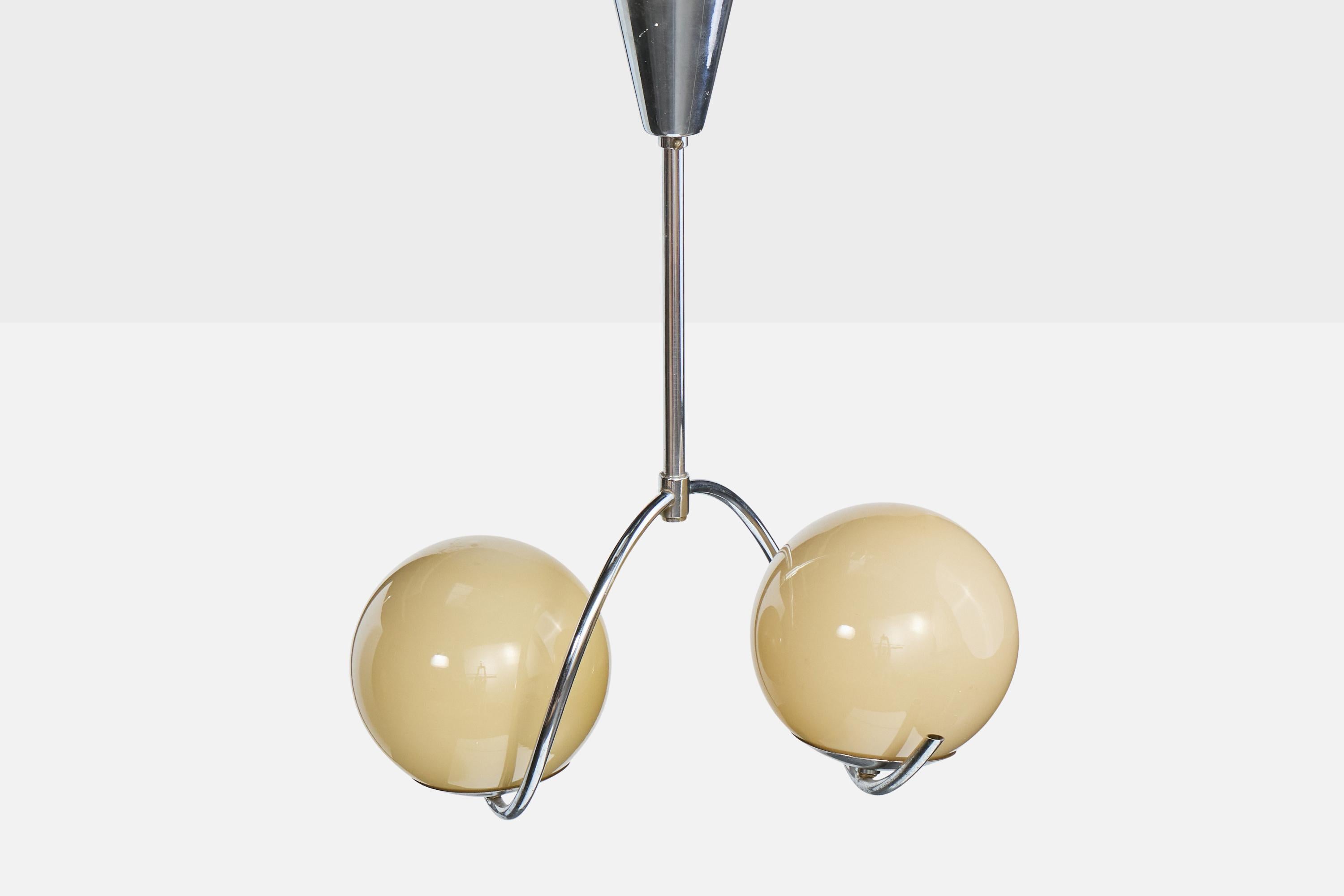 Danese Ernst Voss, lampadario, cromo, vetro, Danimarca, anni '30 in vendita