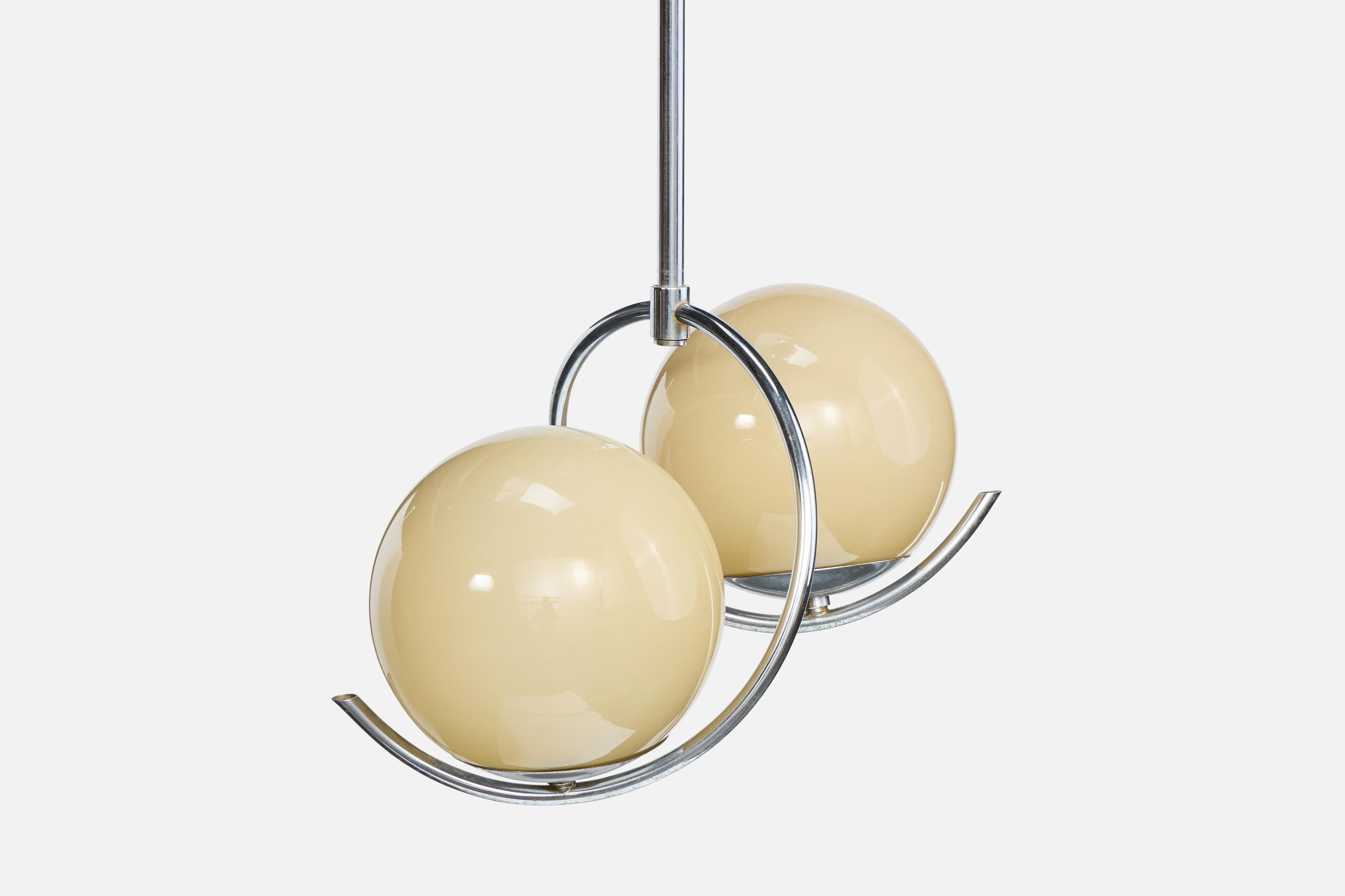 Metà XX secolo Ernst Voss, lampadario, cromo, vetro, Danimarca, anni '30 in vendita