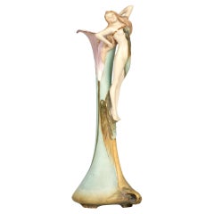 Antique Ernst Wahliss Turn Wein Austrian Art Nouveau Figural Lily Vase