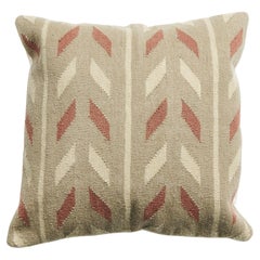 Ero Handloom Green Brown Geometric  Jute Cotton Blend Textured Large Pillow