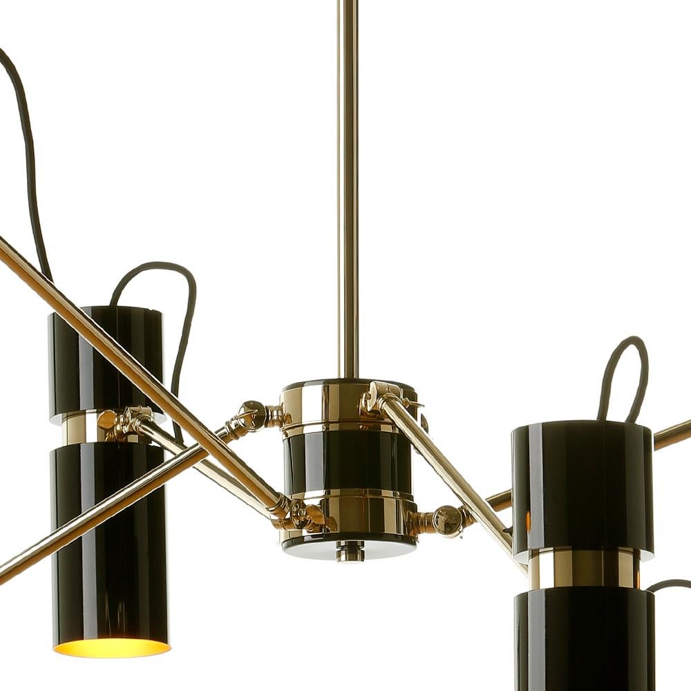 Brass Eroll Suspension with Black Lacquered Shade For Sale
