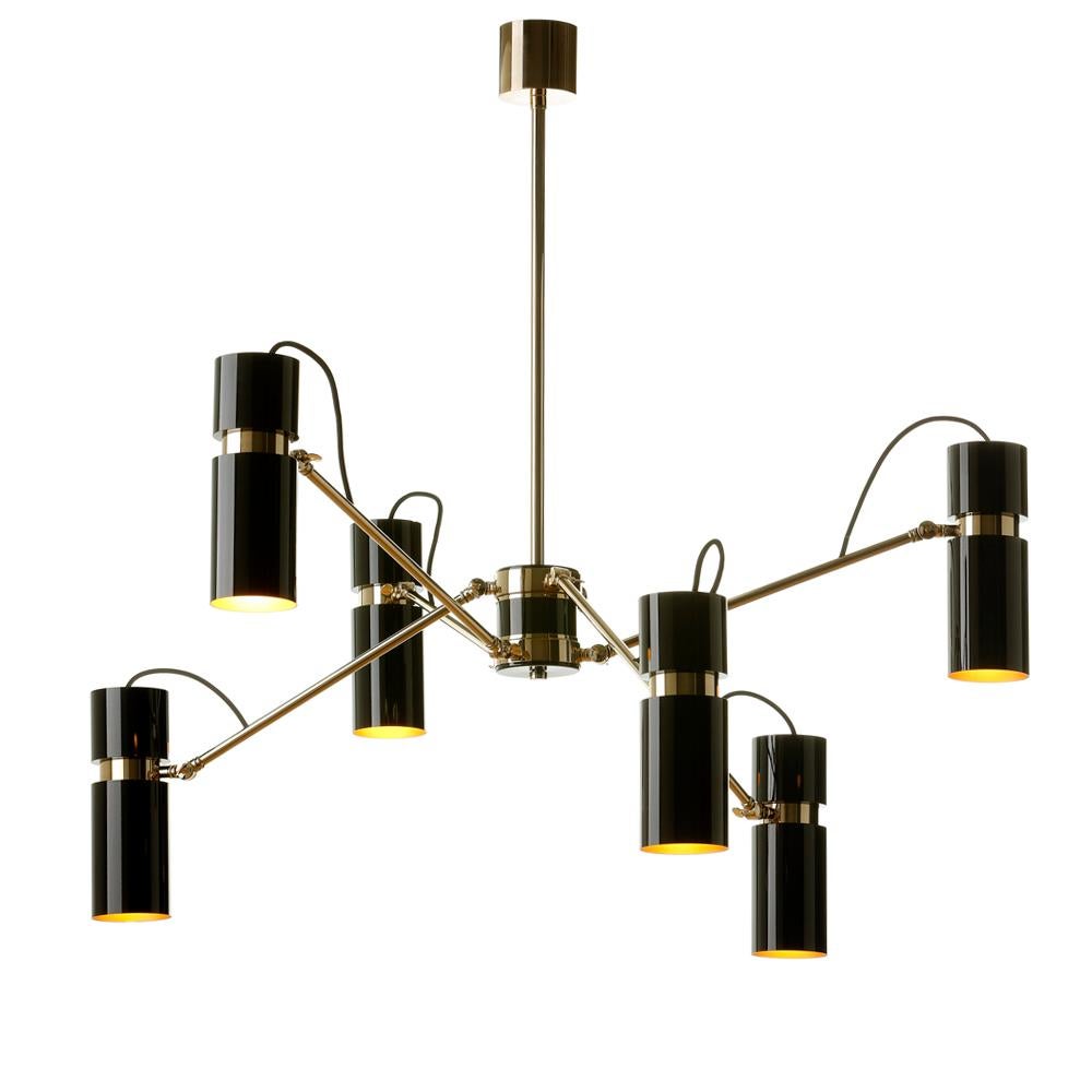 Eroll Suspension with Black Lacquered Shade For Sale