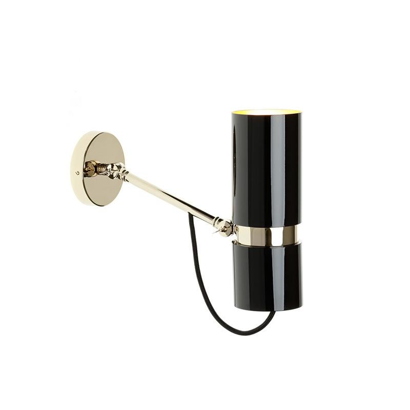 Contemporary Eroll Wall Lamp with Black Lacquered Shade For Sale