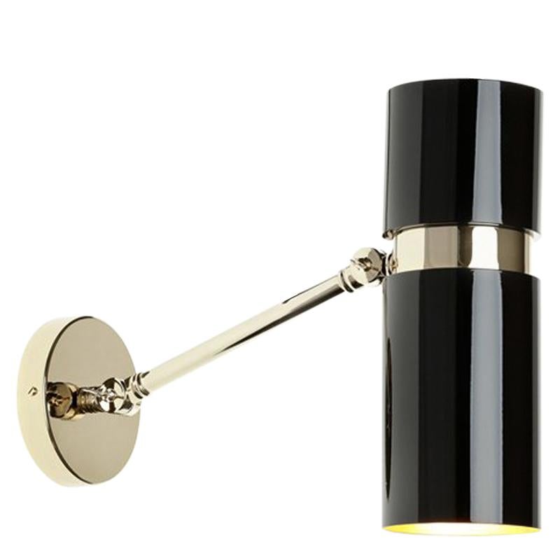 Eroll Wall Lamp with Black Lacquered Shade For Sale