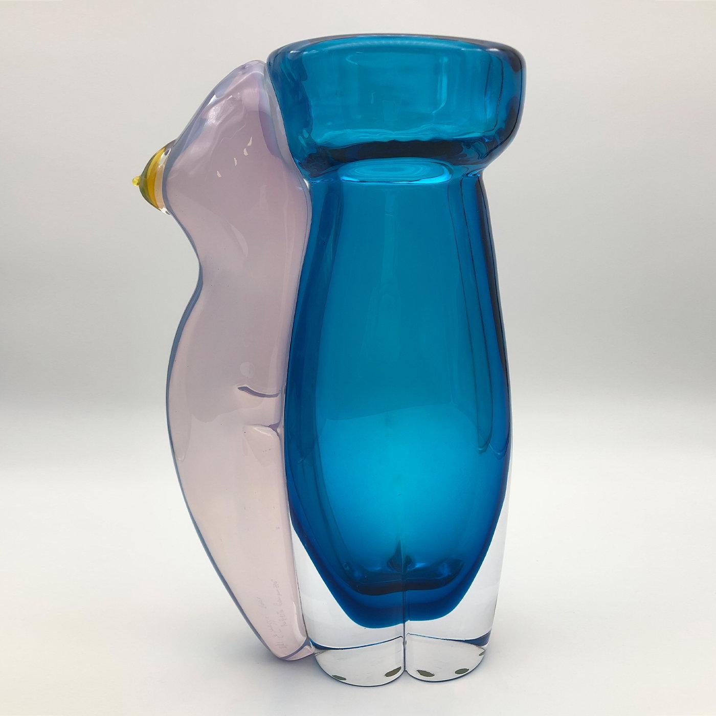 Eros Aquamarine Vase #1 by Toso Cristiano In New Condition In Milan, IT