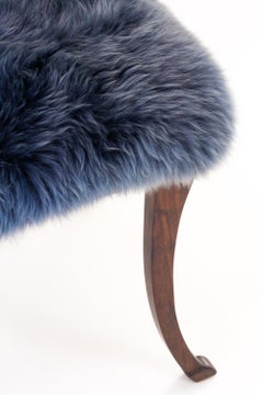 Eros Bench in Solid Walnut with Gray Fur - Custom Sizes Available