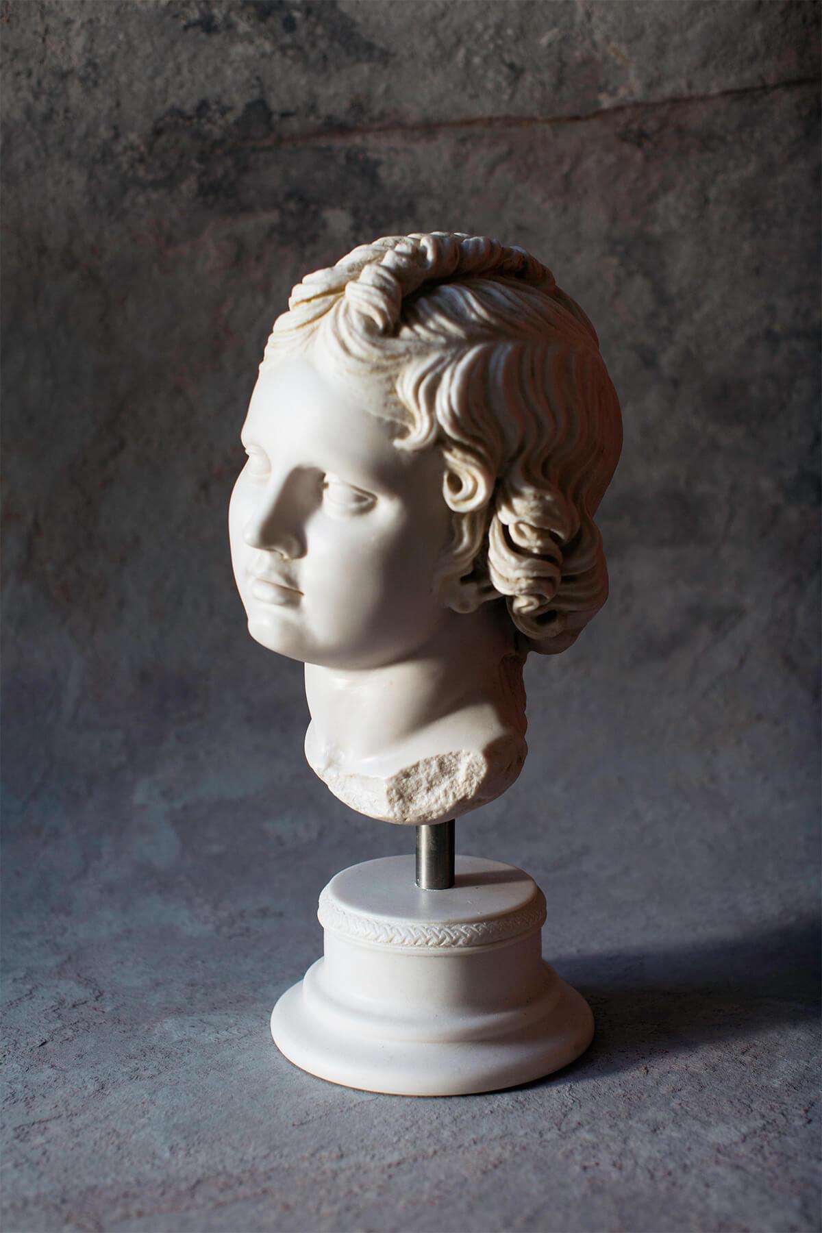 Contemporary Eros Bust Made with Compressed Marble Powder / Istanbul Museum For Sale