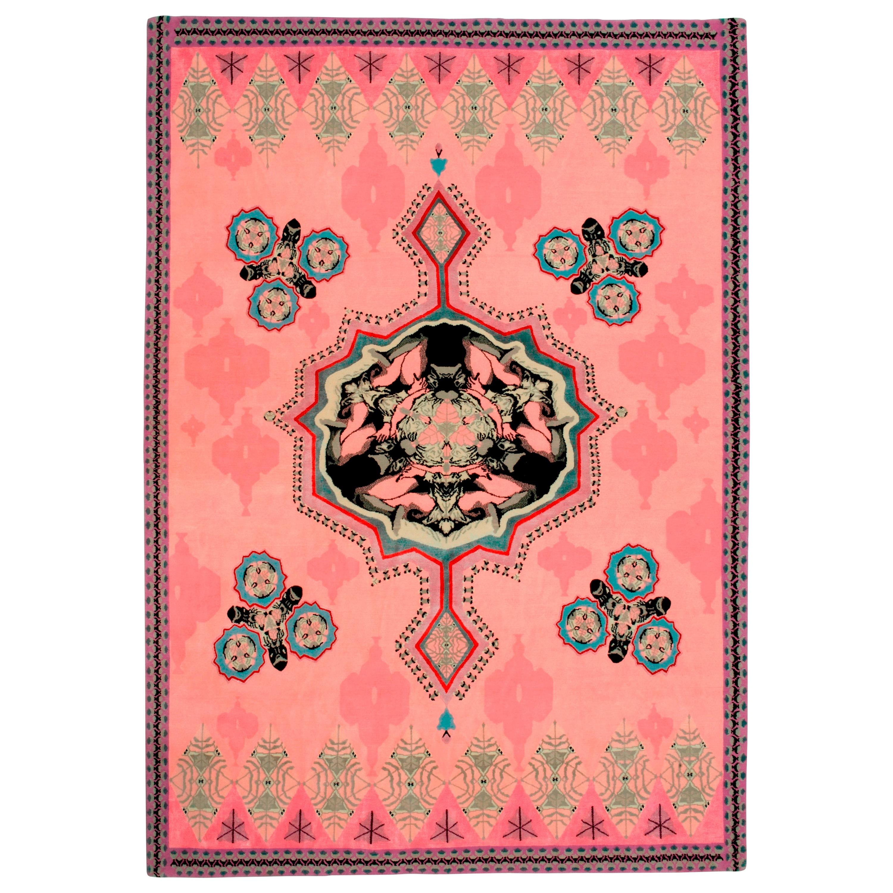 Eros Carpet, Hand Knotted in Wool and Silk 100 Kpi, Sofie Lachaert & Luc d'Hanis For Sale