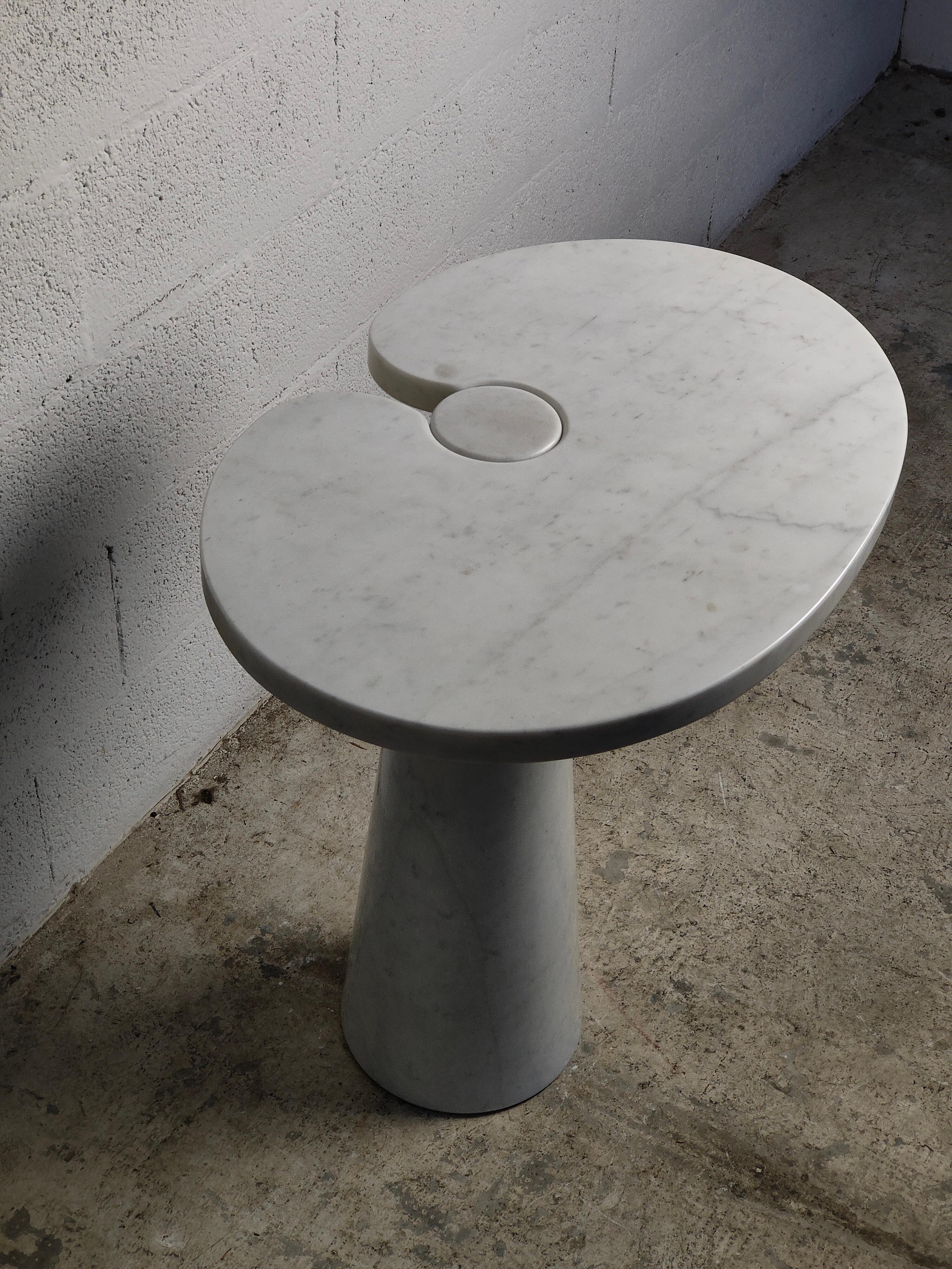 Italian Eros Carrara Marble Side Table by Angelo Mangiarotti for Skipper 70s