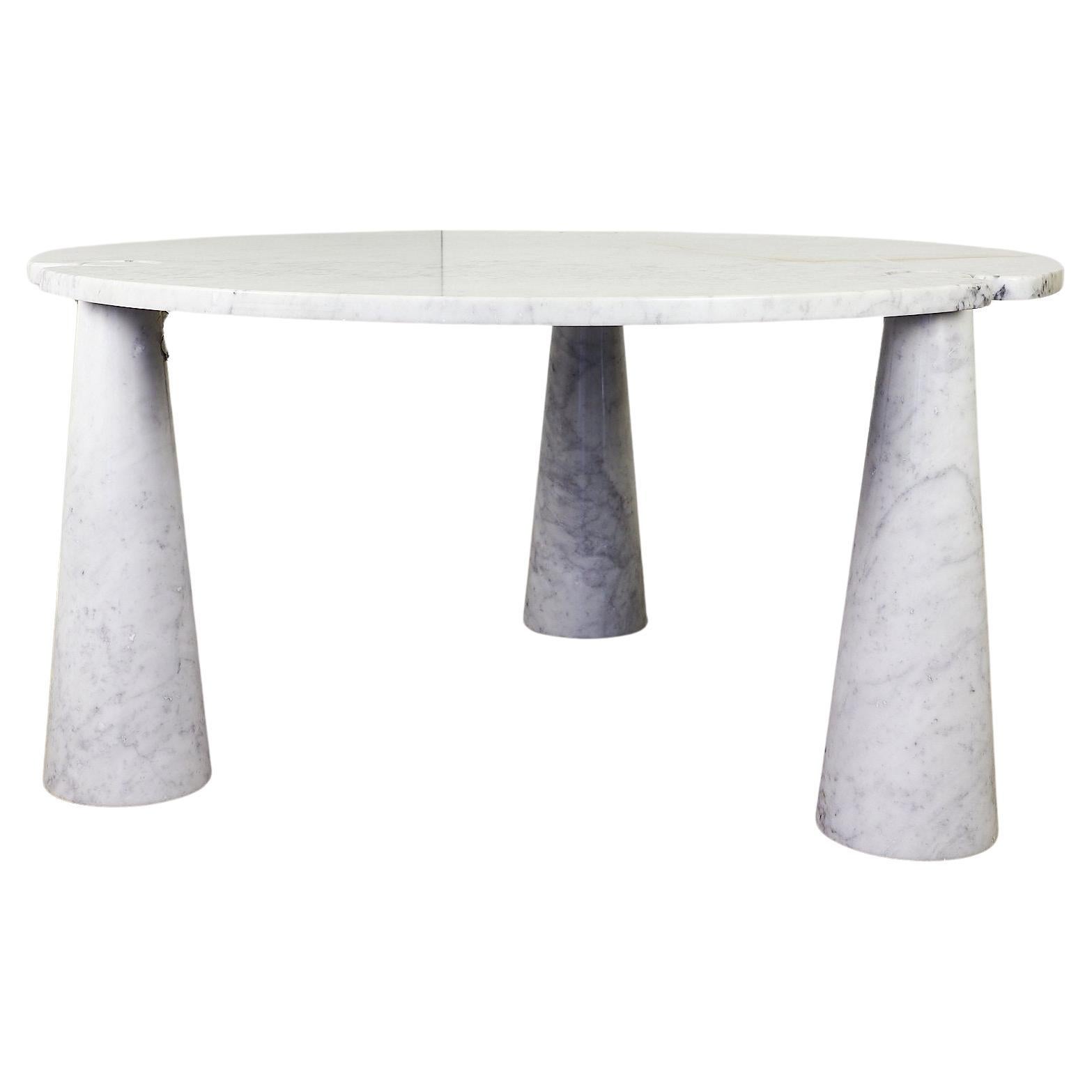Eros Dining Table in White Marble by Angelo Mangiarotti for Skipper, 1970s For Sale