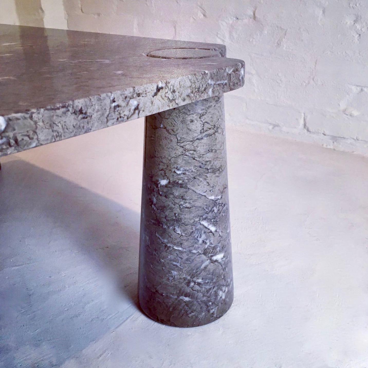 Late 20th Century Eros Coffee Table in Grey Mondragone Marble Angelo Mangiarotti for Skipper 1971 For Sale