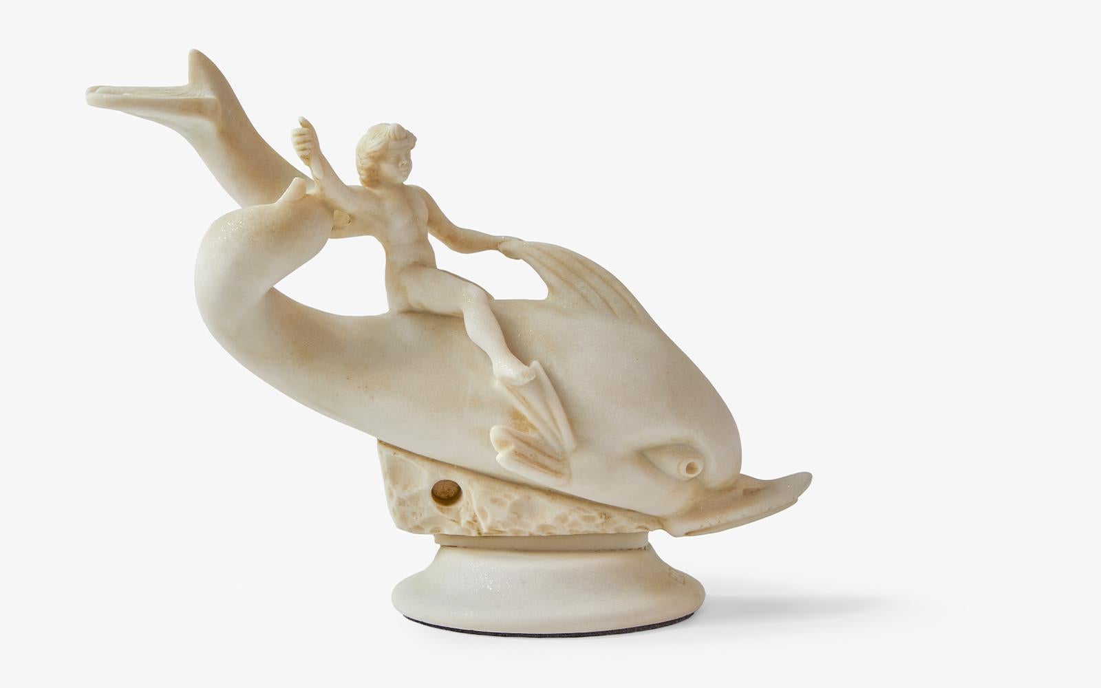 Turkish Eros on Dolphin Made with Compressed Marble Powder (Large) For Sale