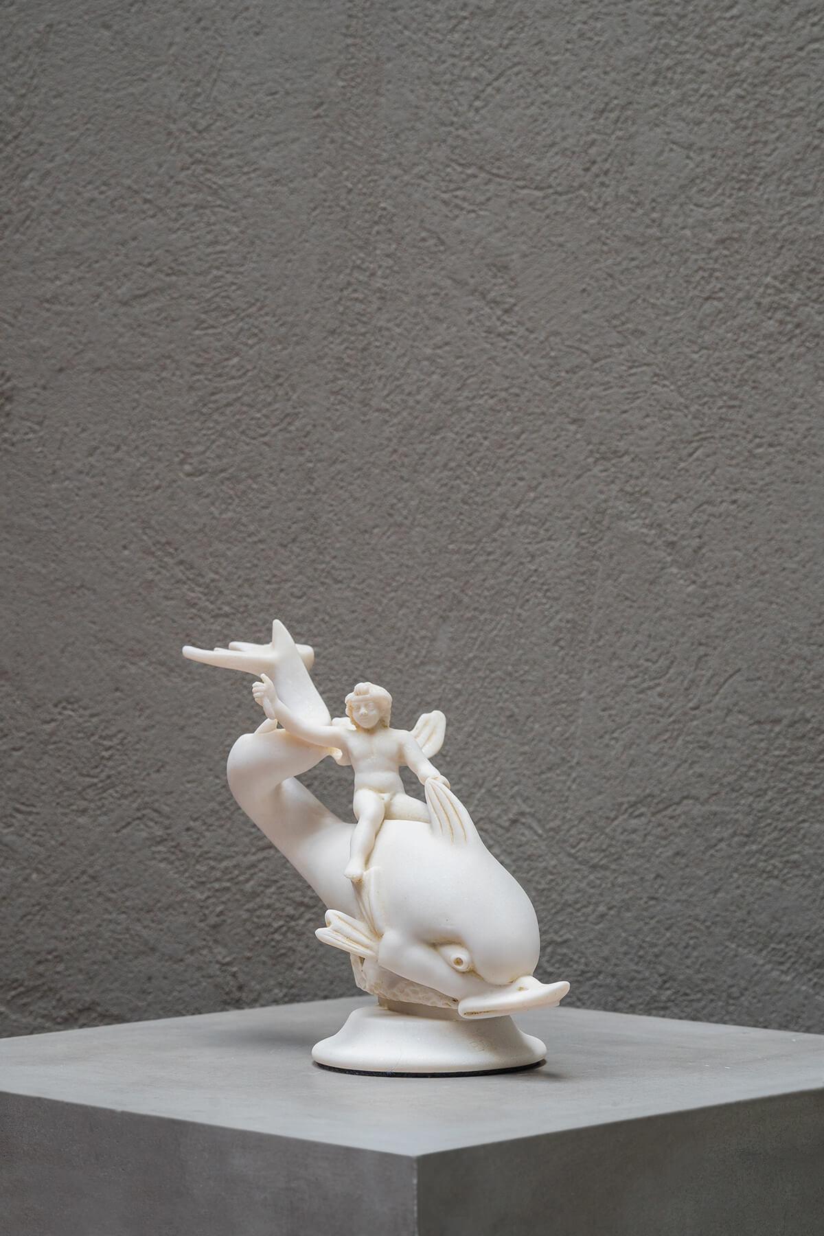 Eros on Dolphin Made with Compressed Marble Powder (Large) In New Condition For Sale In İSTANBUL, TR