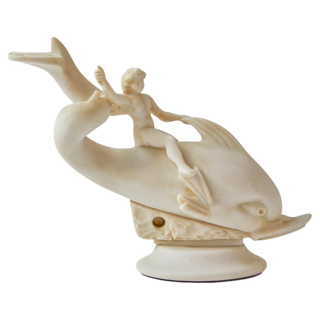 Eros on Dolphin Made with Compressed Marble Powder (Large) For Sale