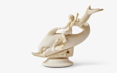 Eros on Dolphin Made with Compressed Marble Powder Medium Statue