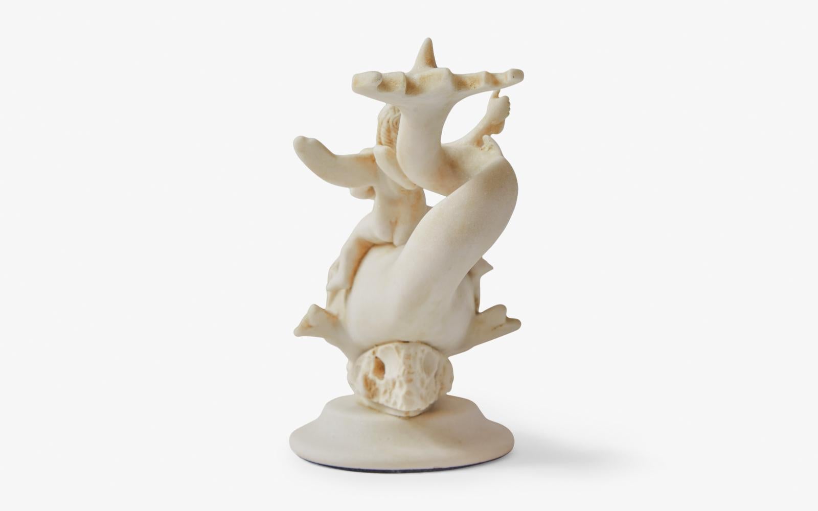 Classical Roman Eros on Dolphin Made with Compressed Marble Powder, 'Medium' For Sale