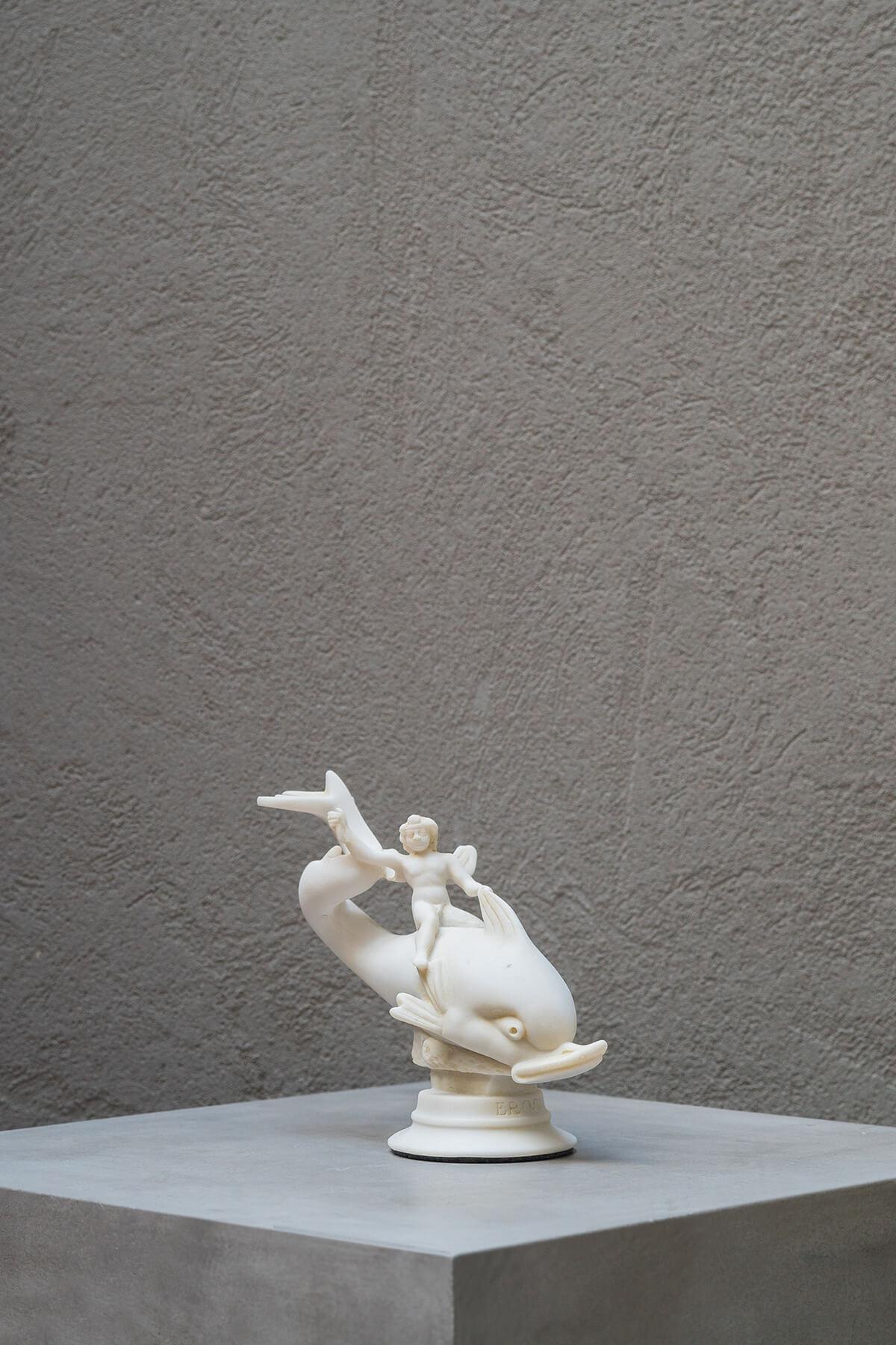 Contemporary Eros on Dolphin Made with Compressed Marble Powder, 'Medium' For Sale