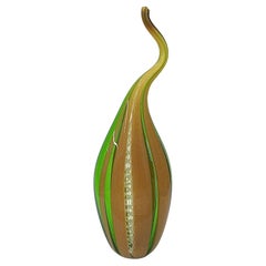 Eros Raffael Signiert Murano Skulptur Glasvase mit Latticino Brilliante Farbe