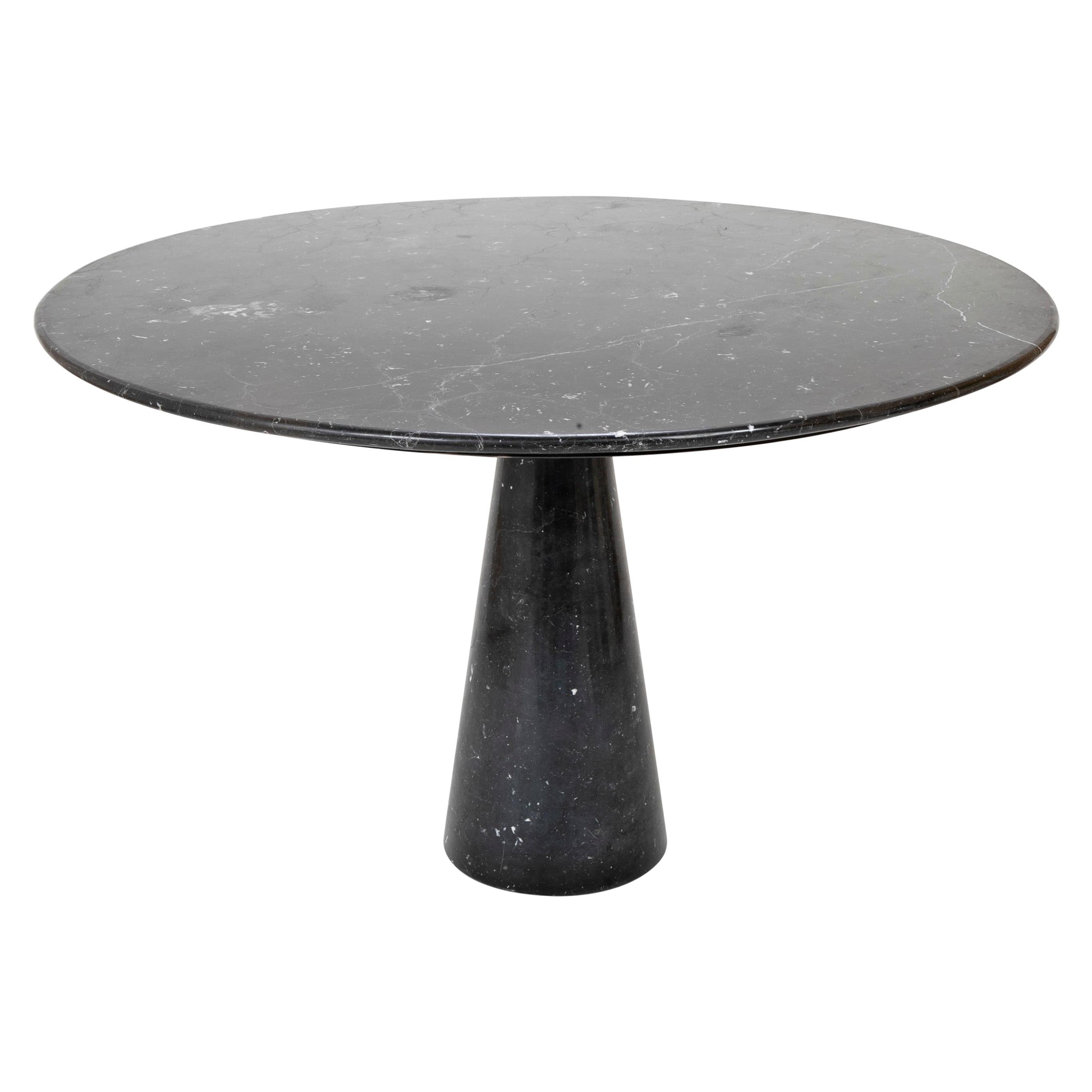 "Eros" Round Pedestal Table by Angelo Mangiarotti in Black Marble