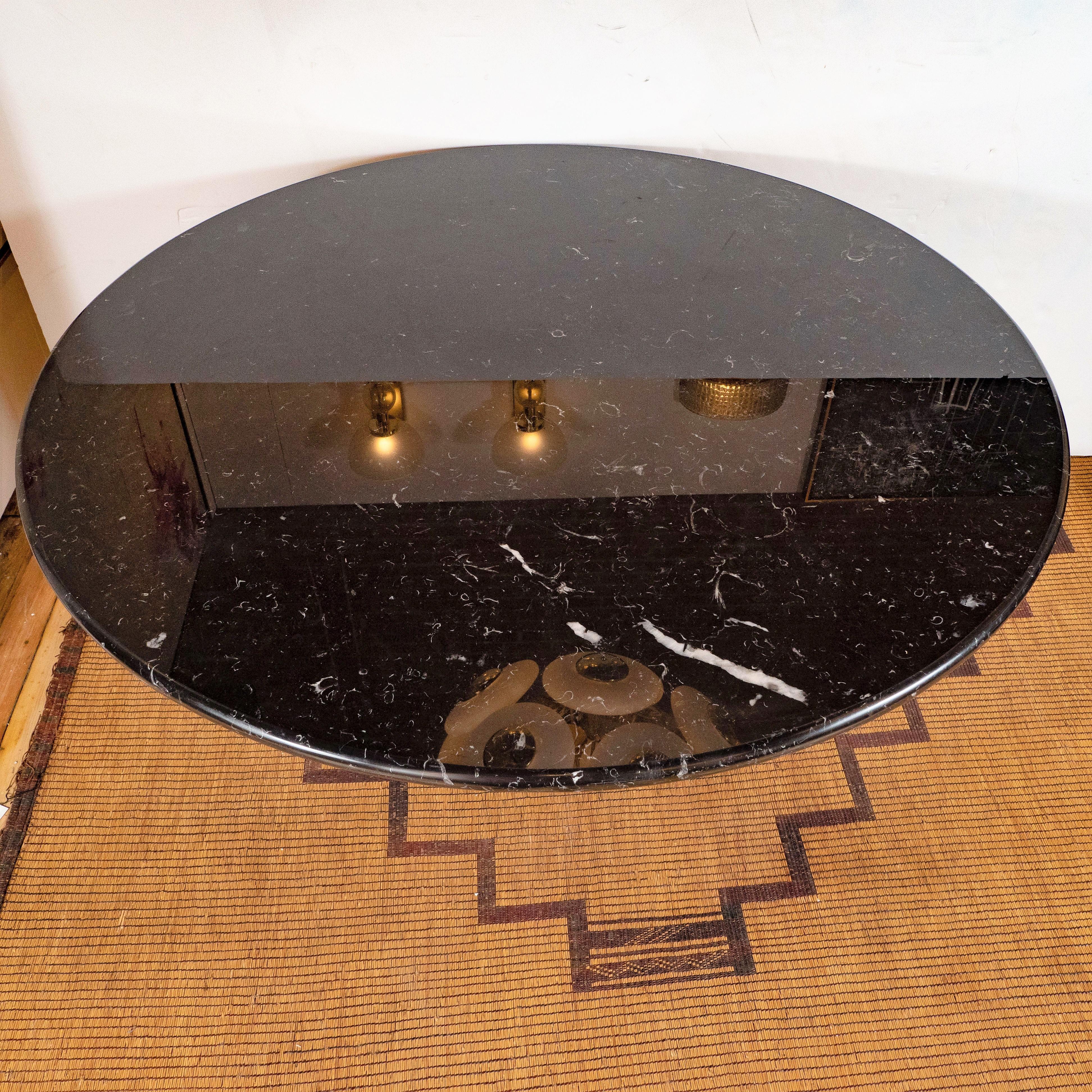 Italian Eros Round Table by Angelo Mangiarotti in Black Marquina Marble, Italy, 1970s