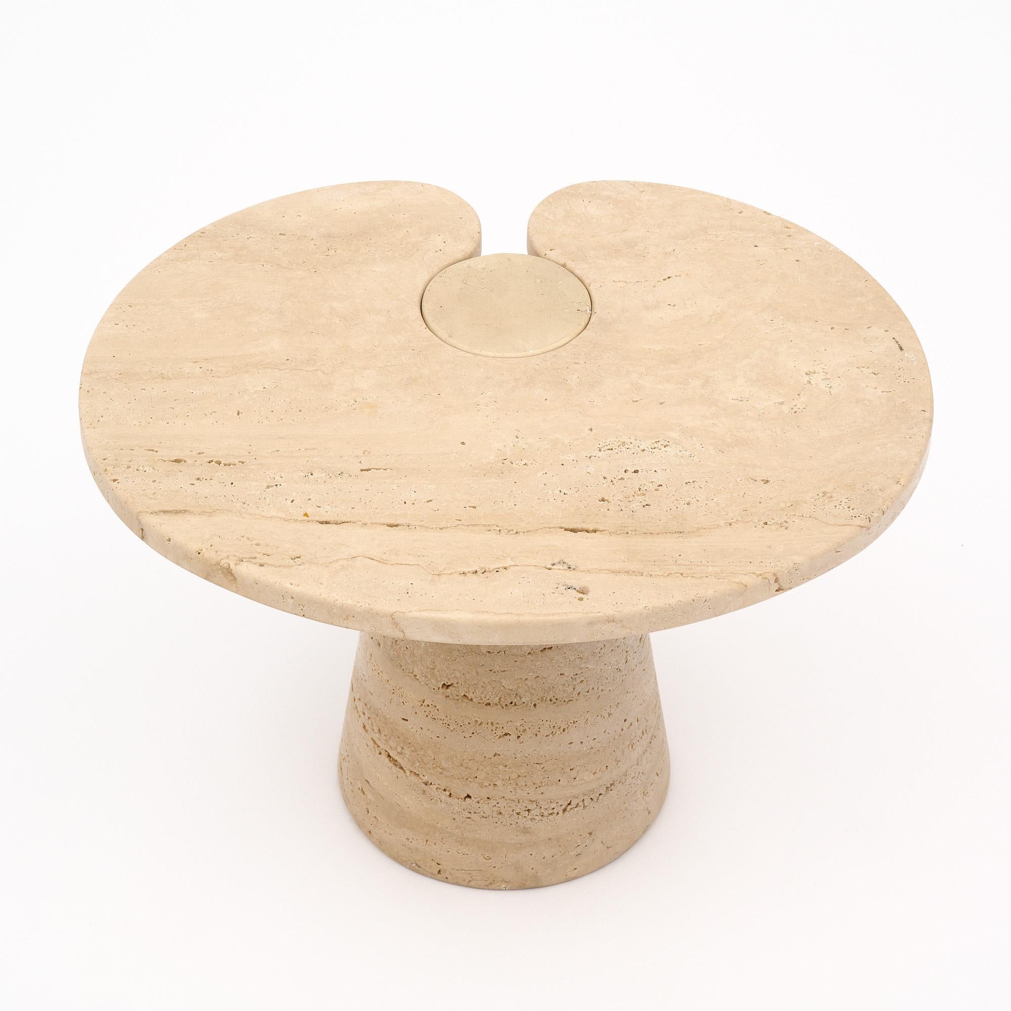 Travertine Eros Side Table by Angelo Mangiarotti For Sale
