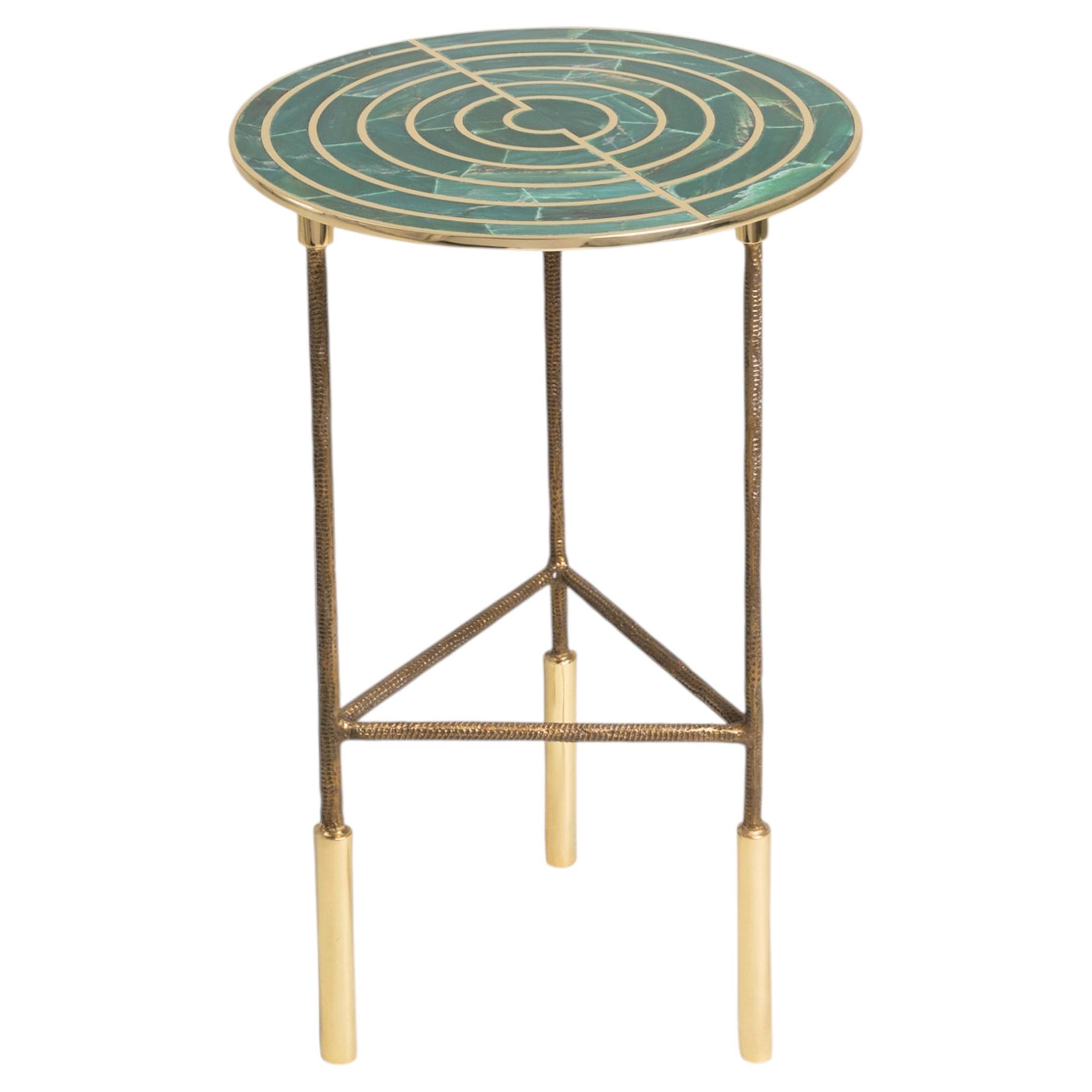 Eros Side Table in Brass & Semi Precious Stone, Viya by Vikram Goyal
