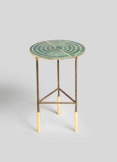 Eros Side Table in Brass & Semi Precious Stone, Viya by Vikram Goyal