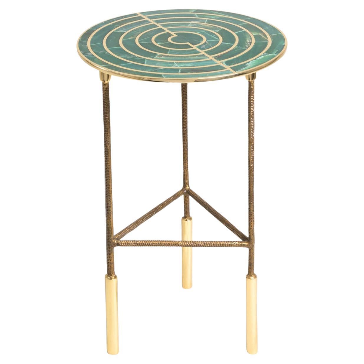 Eros Side Table in Brass & Semi Precious Stone, Viya by Vikram Goyal