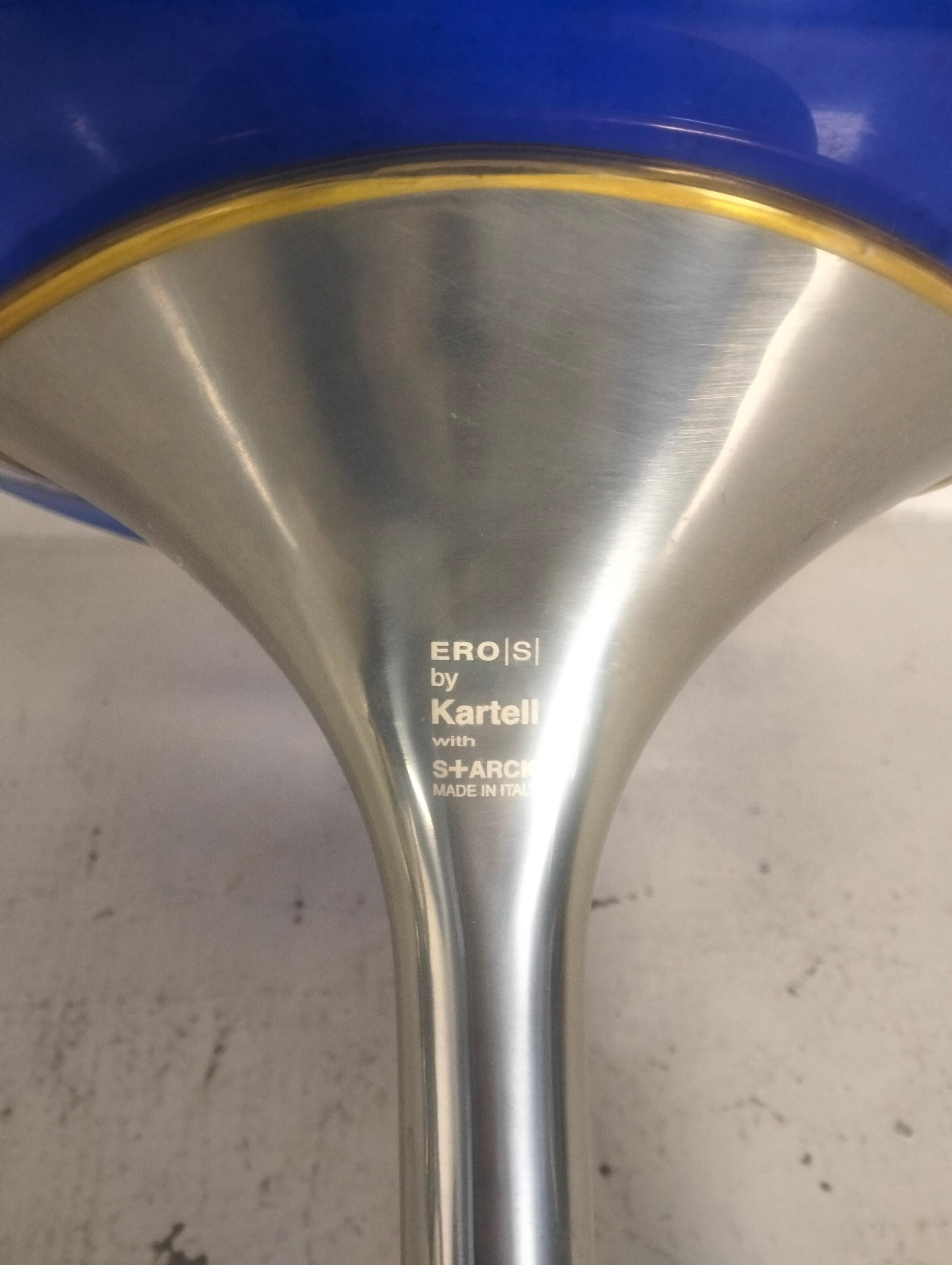 Italian Eros swivel blue chair by Philippe Starck for Kartell 90s For Sale