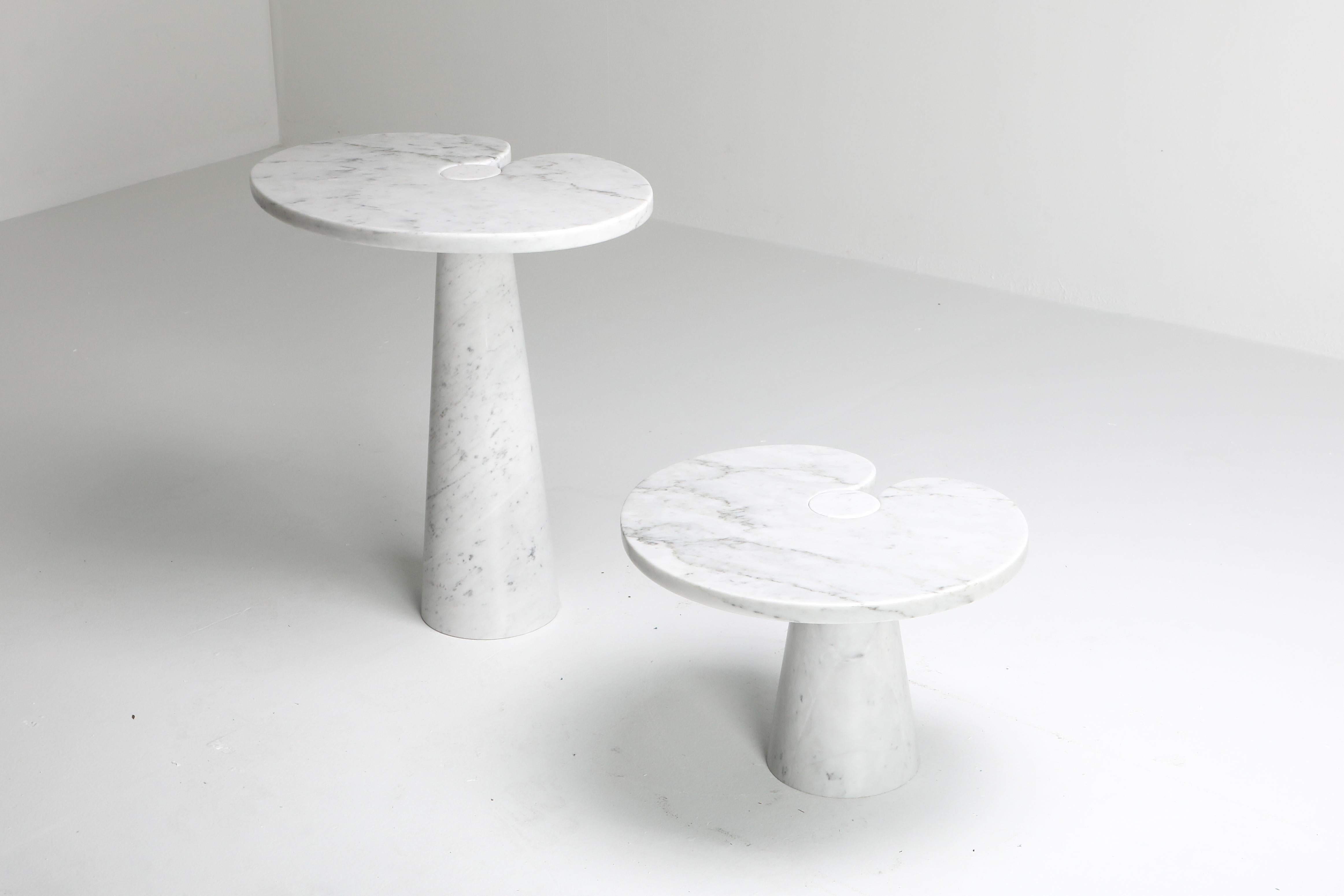 20th Century Eros White Carrara Marble Side Table by Angelo Mangiarotti for Skipper, Italy
