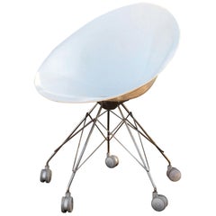 Eros White Eiffel Swivel Chair on Wheels Philippe Starck for Kartell Italy