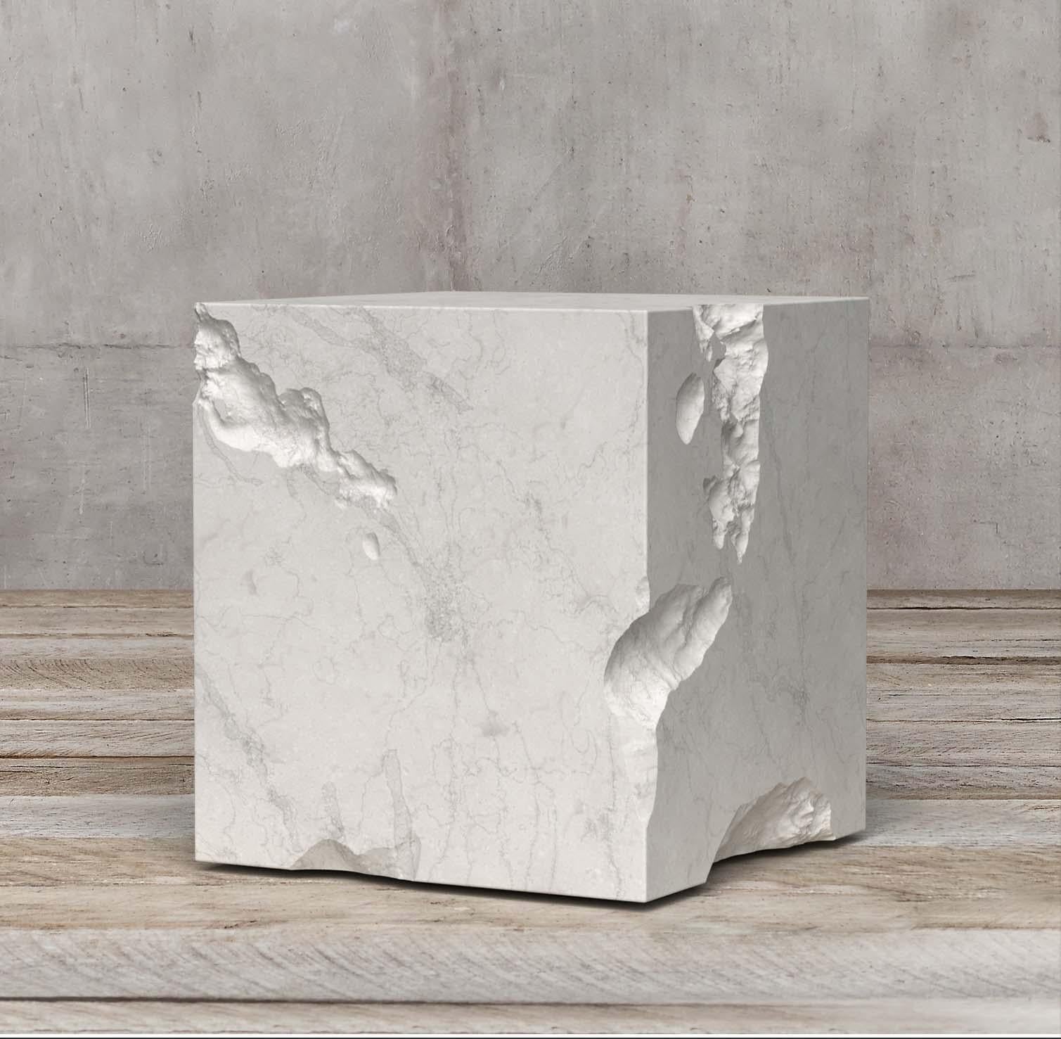 white marble cube