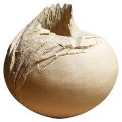 Erosion’s Memory III - Hand-Built Ceramic Sculpture in White Chamotte Stoneware