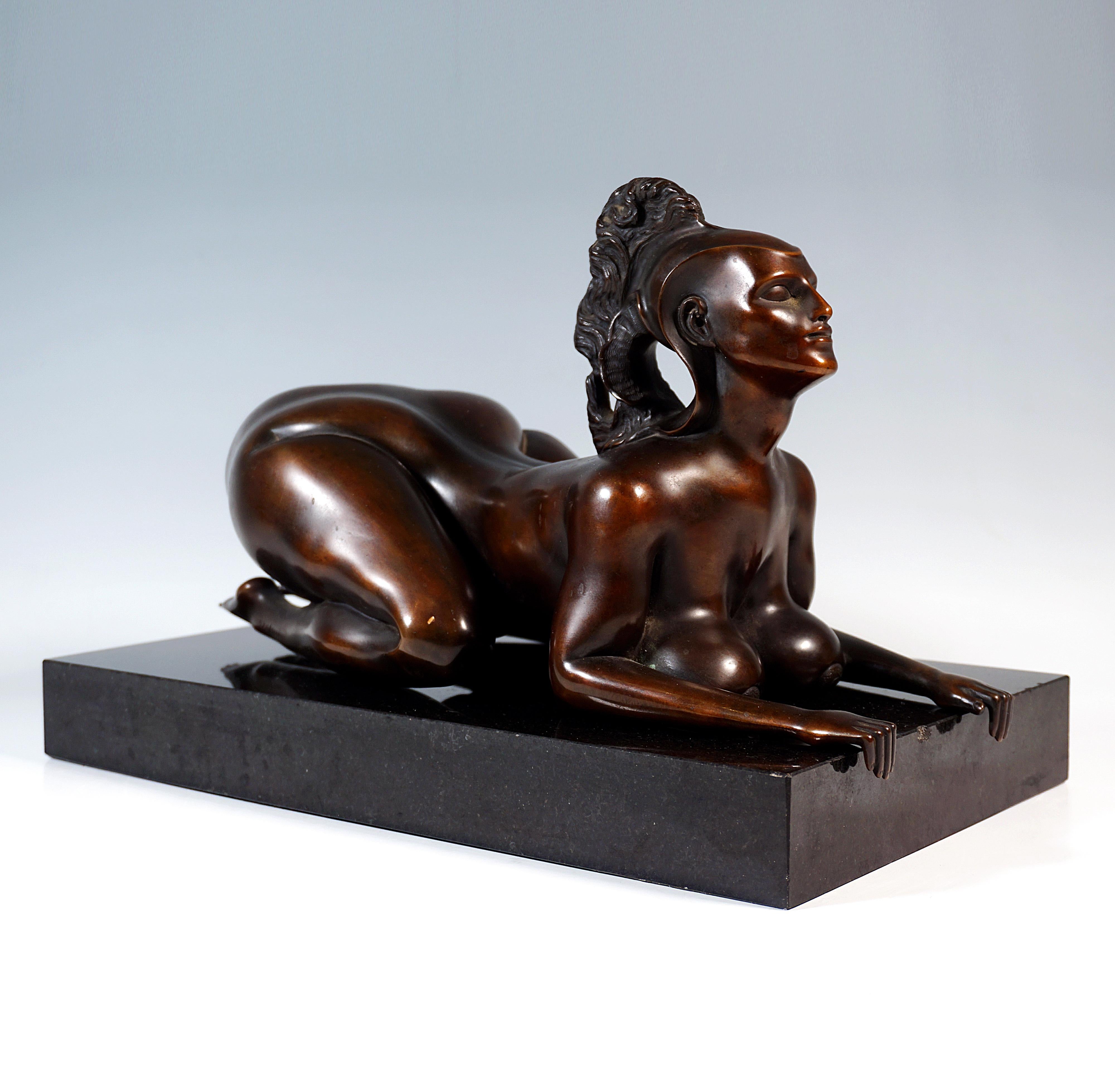 Other Erotic Bronze Figure, Sphinx On Granite Base, by Ernst Fuchs, Venturi Arte, 1977 For Sale