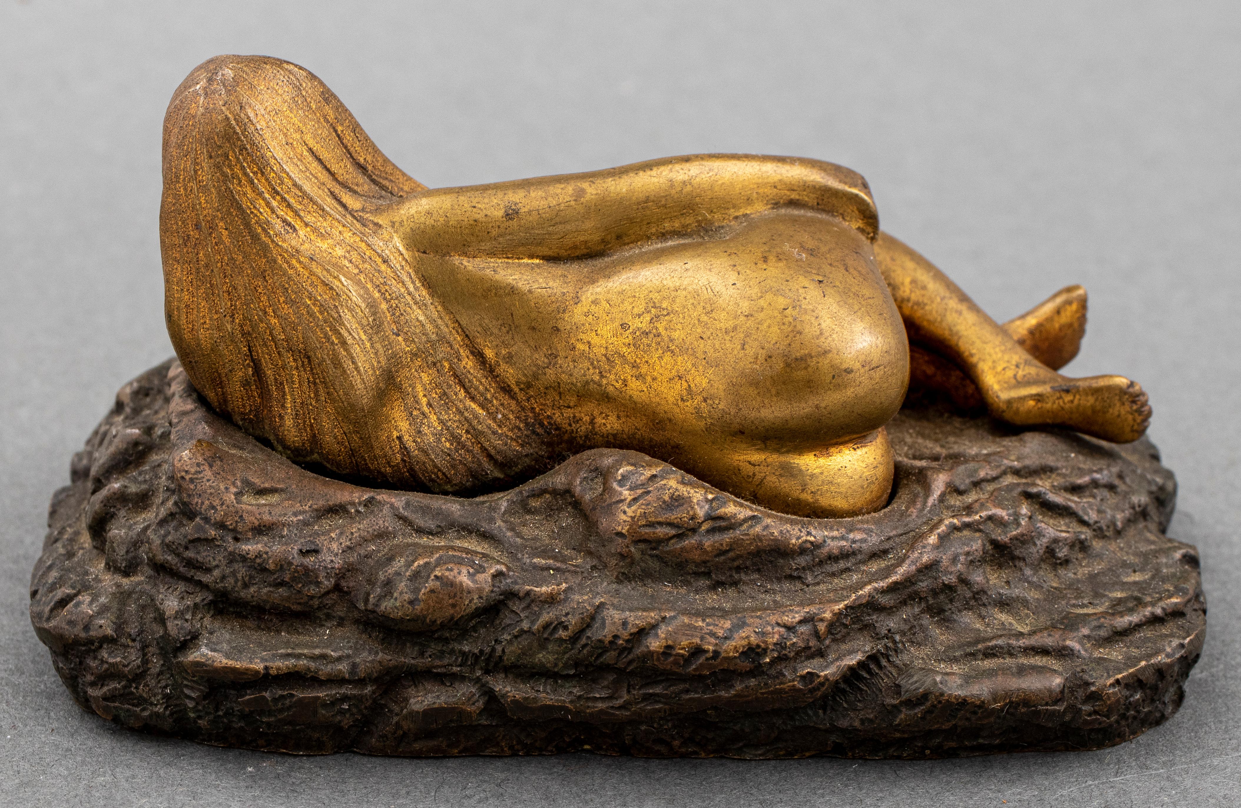 20th Century Erotic Bronze of a Recumbent Nude Woman For Sale