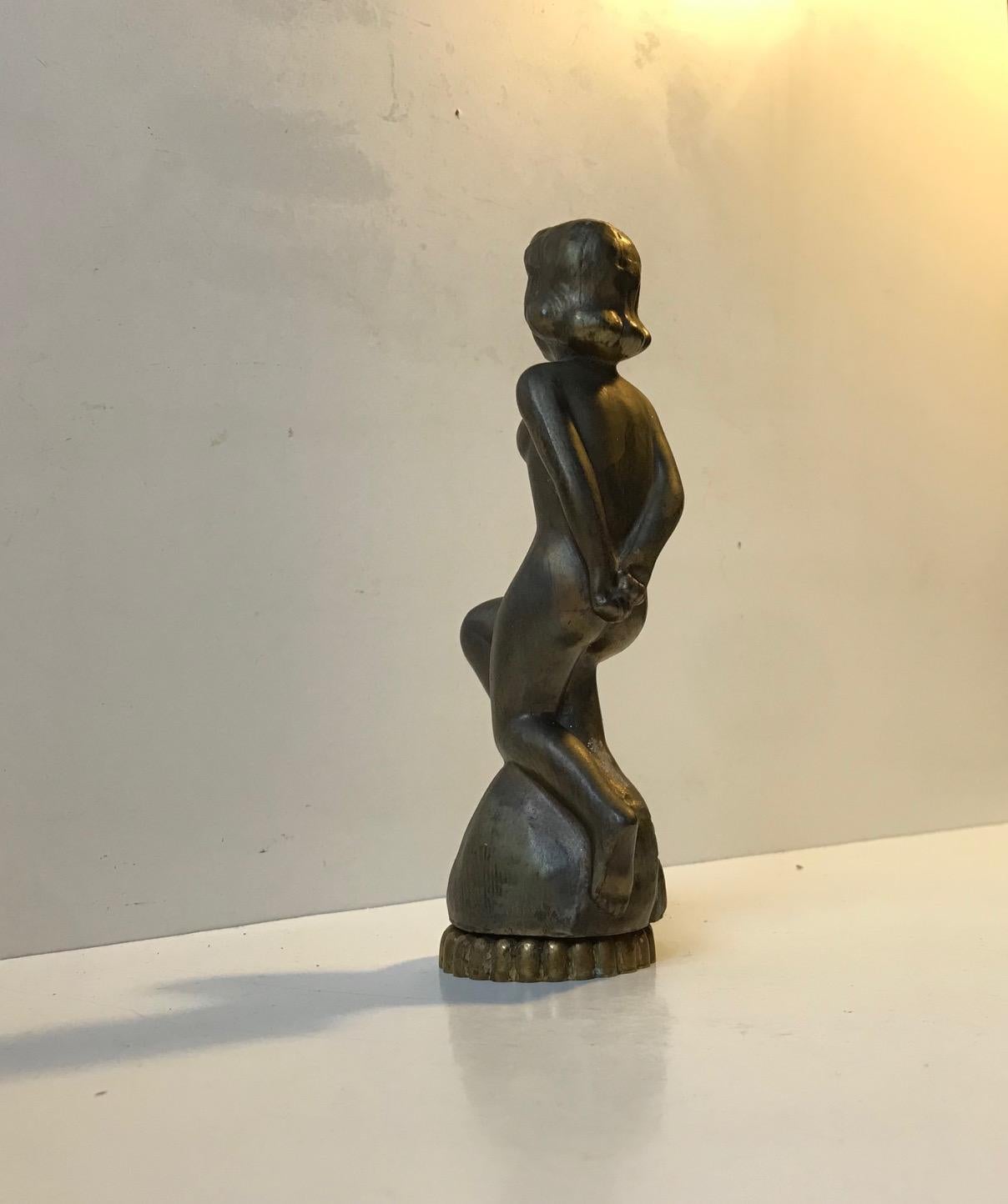 Patiné Sculpture érotique en bronze de l'artiste danois Ove Rasmussen, années 1950 en vente