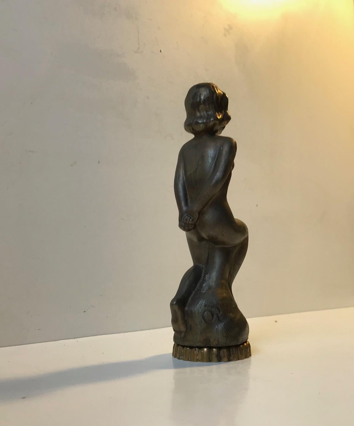 Mid-Century Modern Erotic Bronze Sculpture by Danish Artist Ove Rasmussen, 1950s For Sale