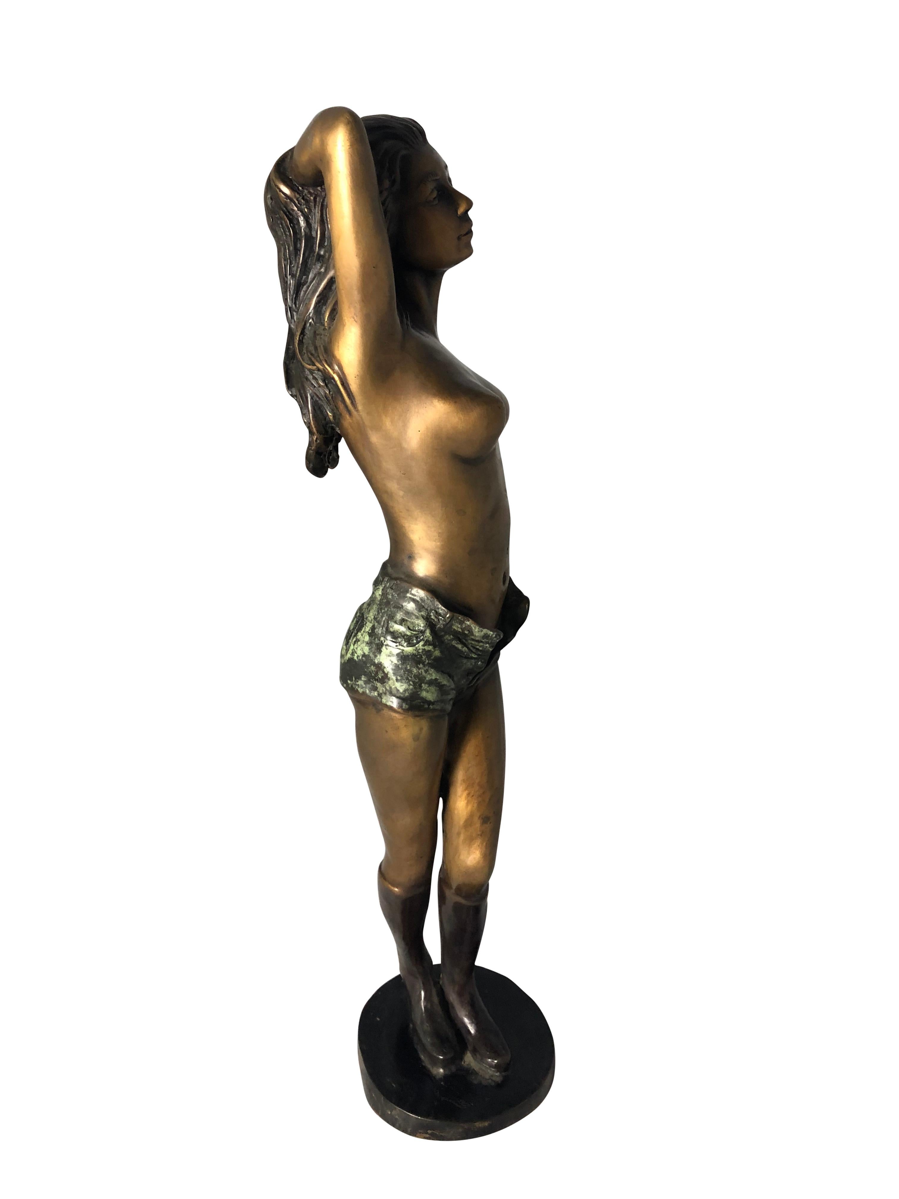 French Erotic Bronze Woman, Art Deco Style, 20th Century For Sale