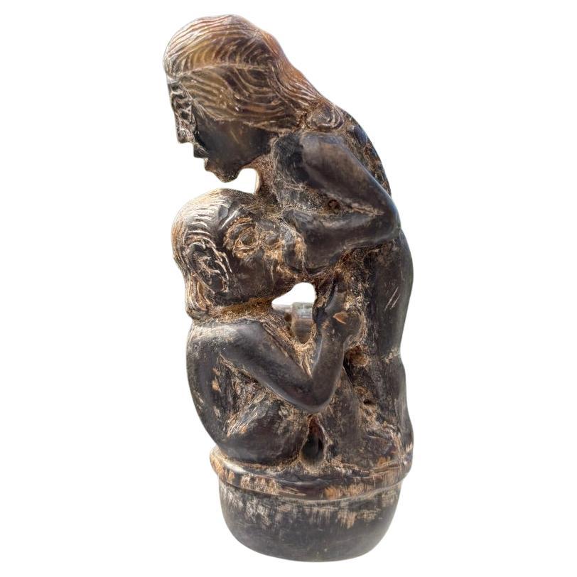 Poignée de Kris érotique en corne sculptée, début du 20ème siècle, Bali Indonésie