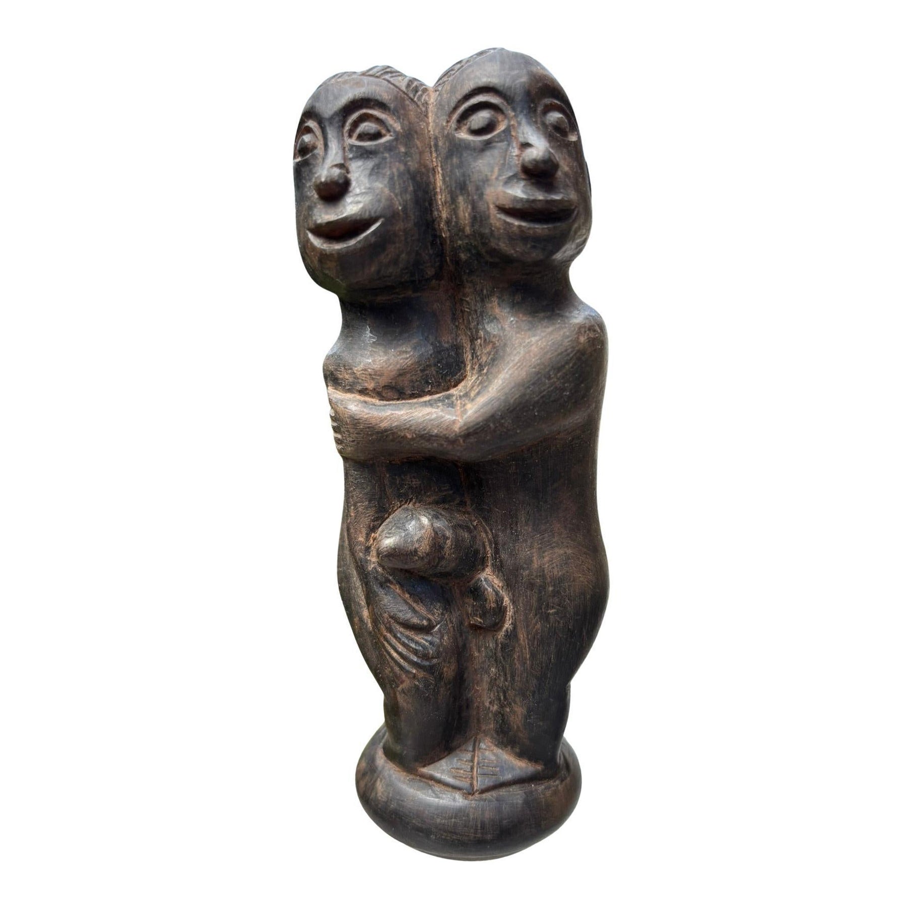 Poignée de Kris érotique en bois sculpté, début du 20ème siècle, Bali Indonésie en vente